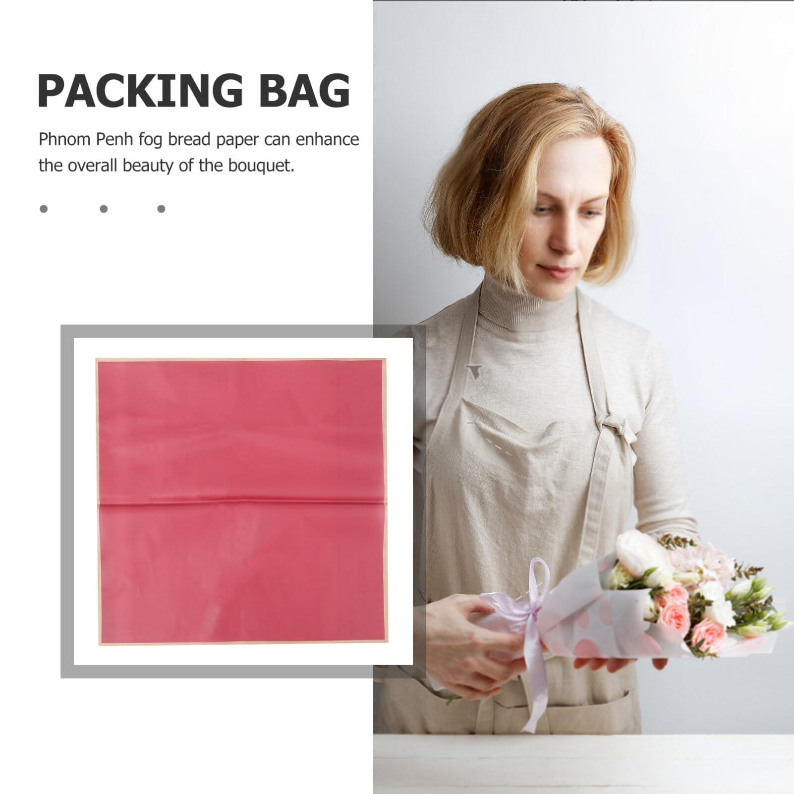 SEWACC Flower Wrapping Paper, 20 Sheets Gold Edge Floral Wrapping Paper Florist Supplies Pure Color Flower Bouquet Packaging Paper Valentines Day Weddings Party