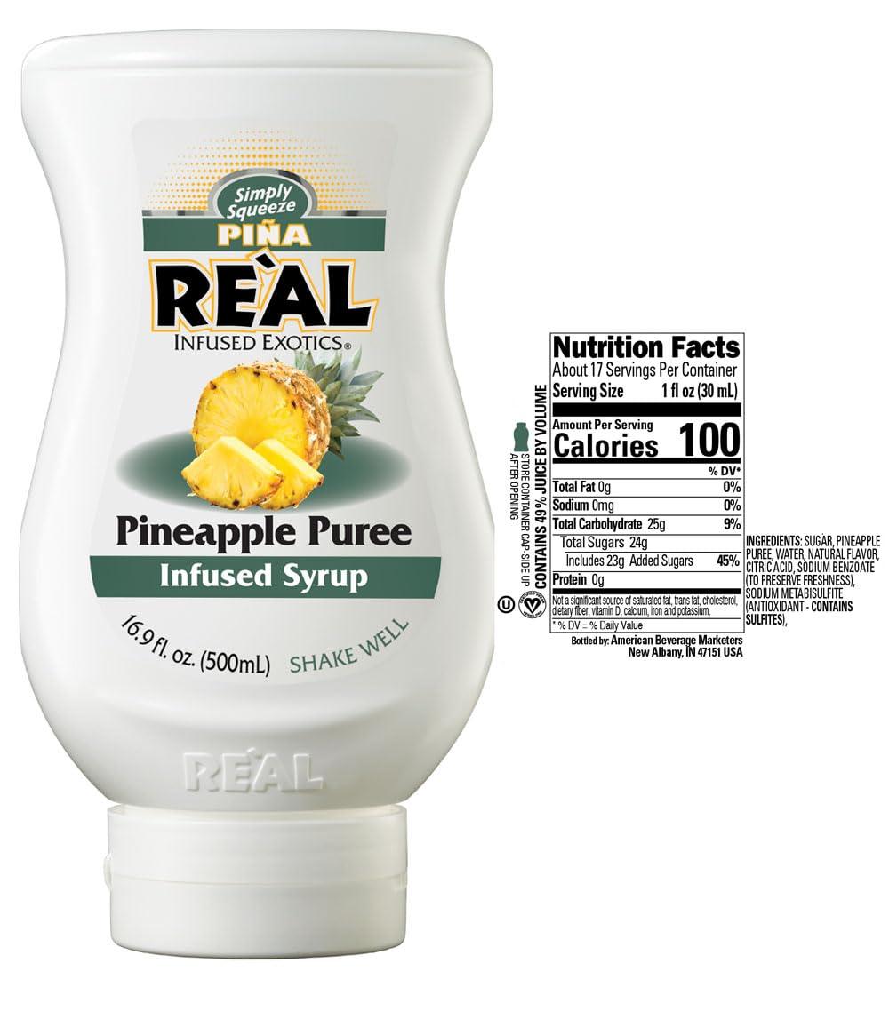 REAL INFUSED EXOTICS Rel Infused Exotics Tropical Fruit Flavoring Syrup Variety - 2x Coco, Mango, Passion Fruit, Pia, Kiwi (Pack of 6, 16.9 FL OZ Bottles)