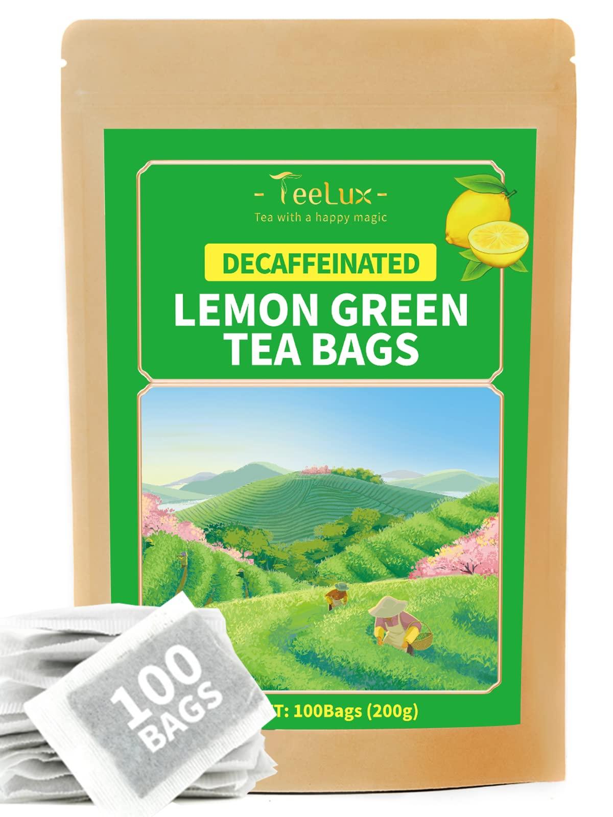 TeeLux TeeLux Decaf Lemon Green Tea, Decaffeinated Green Tea Bags, Decaf Green Tea with Refresh Lemon Aroma & Flavor, 100 Count Tea Bags