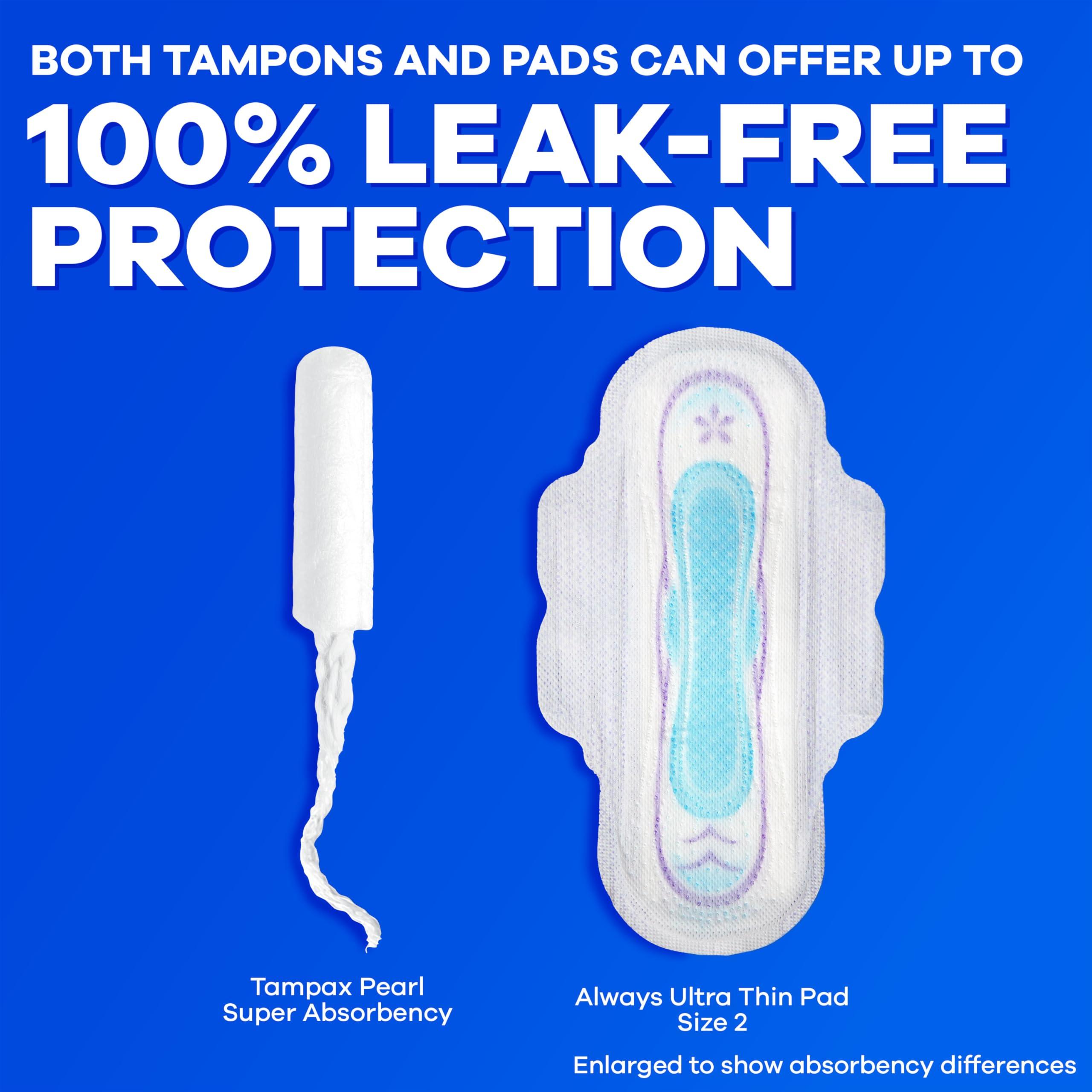 Tampax Tampax Pearl Tampons Ultra Absorbency with BPA-Free Plastic Applicator and LeakGuard Braid, Unscented, 32 Count