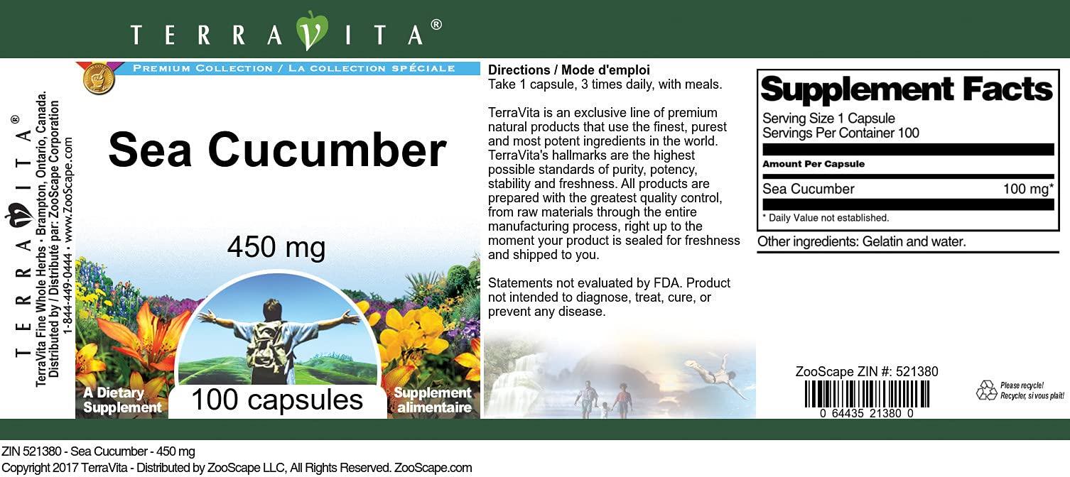 TerraVita Sea Cucumber - 450 mg (100 Capsules, ZIN: 521380) - 3 Pack