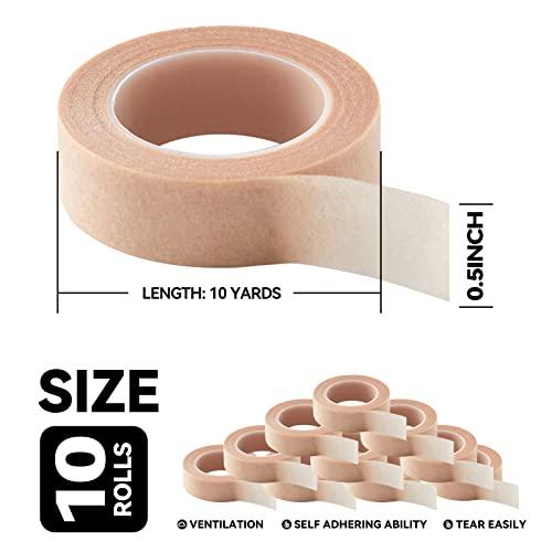 Nicime Nicime 10 Rolls 0.5 Inch Breathable Skin Tape, Face Tape Nose Tape, Flexible Stretch Bandages for Wound Injuries Swelling Sports (10Yards/Roll)