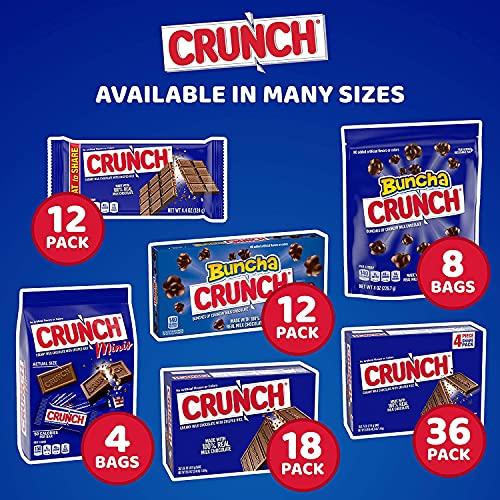 Crunch Crunch 100% Real Milk Chocolate Mini Candy Bars, Bulk Individually Wrapped Bars in 10.5 oz Bags (4 Pack)