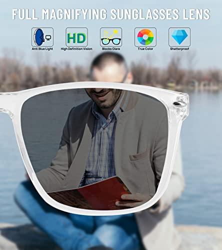 WEMOOTANTS WEMOOTANTS Men\'s Reading Sunglasses 2.75 Big Square Readers Glasses 100 125 150 175 200 225 250 275 300 350 400 Spring Hinges (Clear 2.75+)