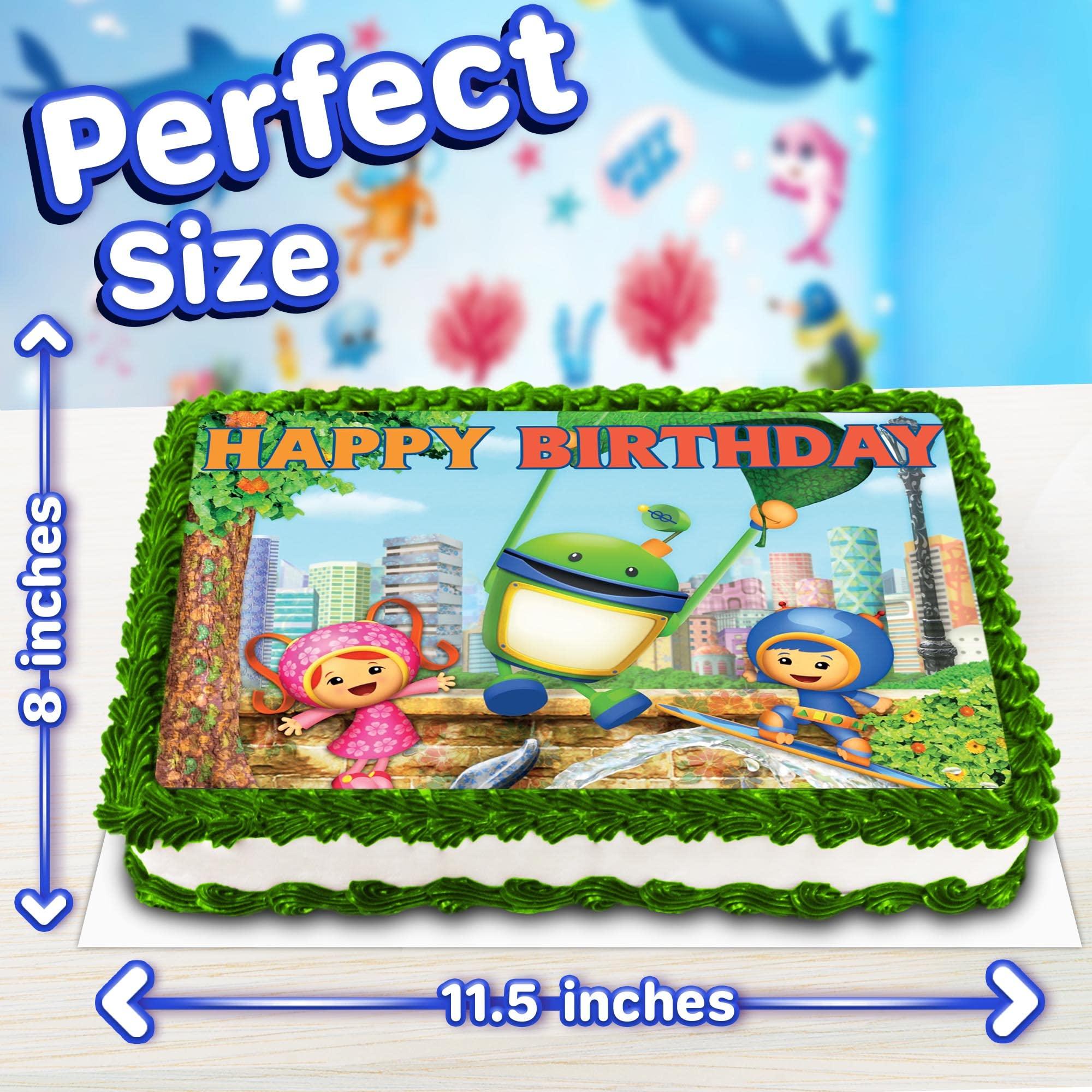 HAPPY CHOICES 8 Inch Team Umizoomi Cake Topper –Square Edible Birthday Cake Decorations, Happy Birthday Cake