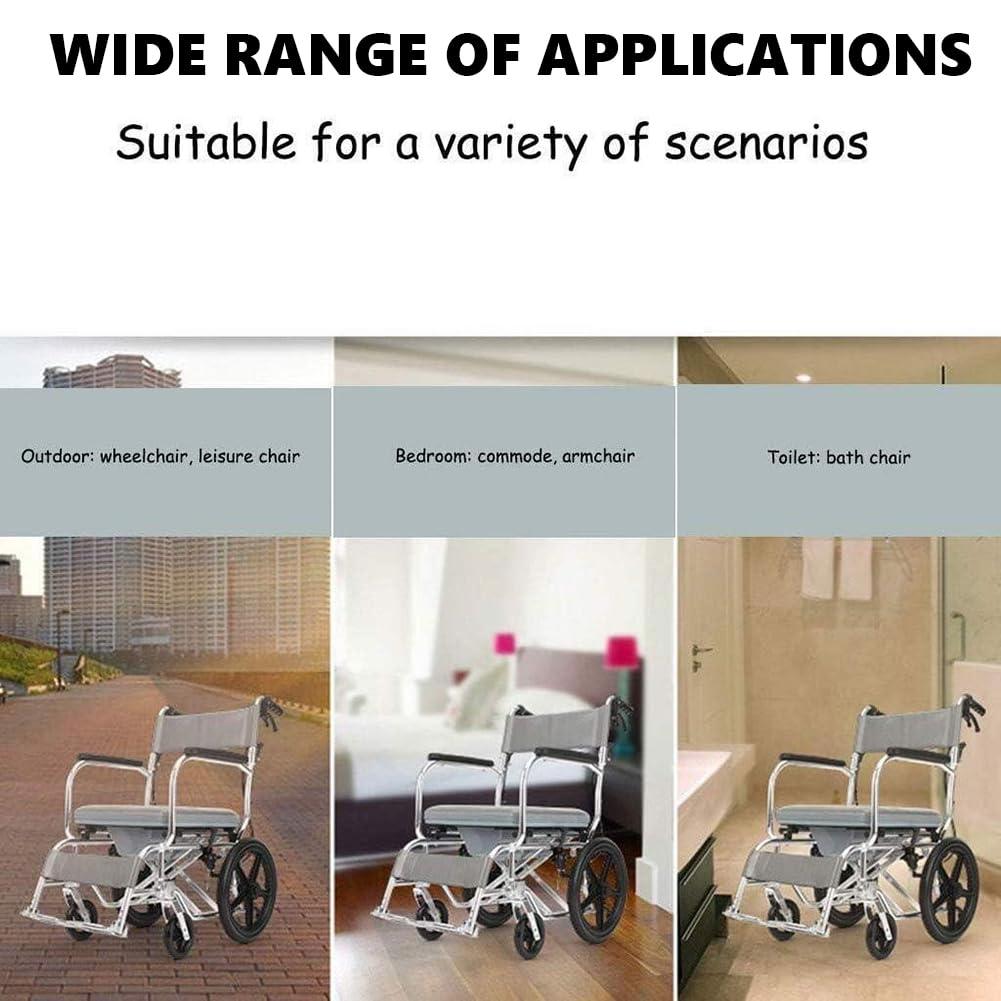 KK-GAL KK-GAL Indoor Wheelchair for Elderly, Portable Wheelchair with Hand Brake, Bathroom Shower Chair with Wheels, Multifunctional Shower Stool Shower Seat, Lightweight Aluminum Wheelchair,Standard