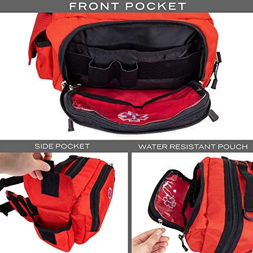 LINE2design LINE2design Deluxe Medical Fanny Pack Large - EMS Emergency First Aid Paramedic EMT First Responder - Portable Travel Size Medical Equipment Organizer Hip Bag with Multiple Internal Pockets - Red