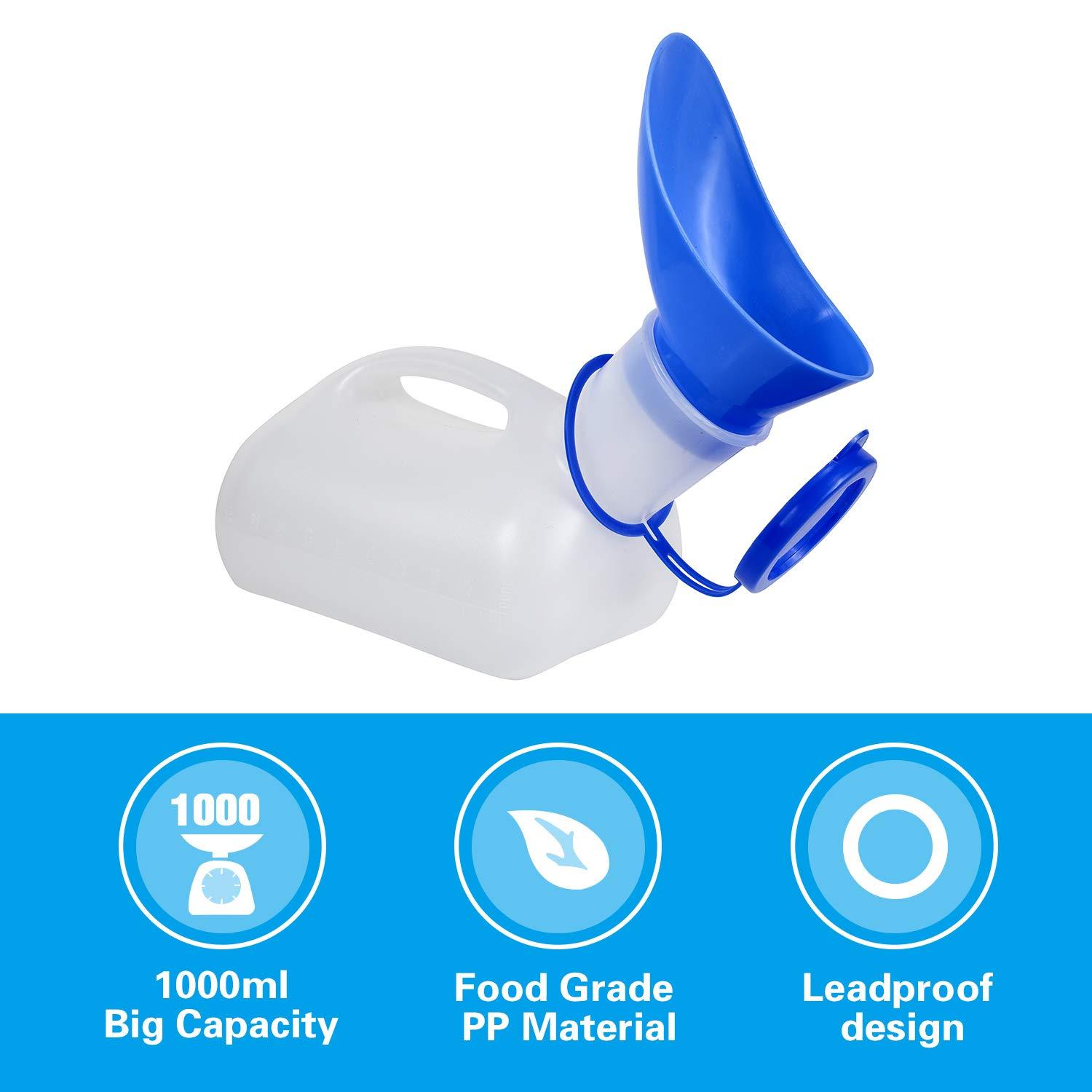 AWOKEN AWOKEN Unisex Urinal, Portable Toilet Urinal for Men and Women, Pee Bottle with a Sealed Lid and Funnel for Elderly Kids and Patients for Camping Outdoor Travel