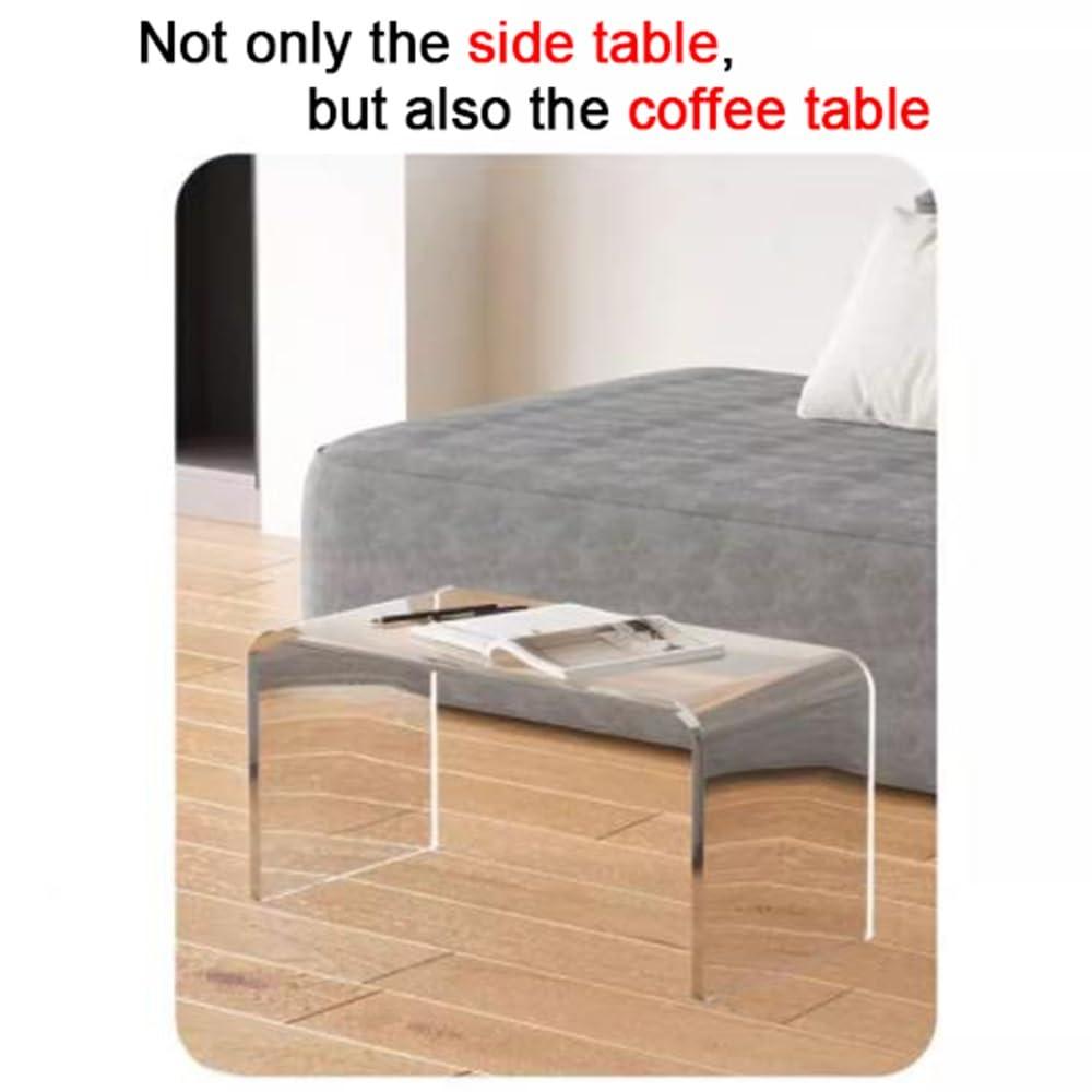 REDEXI REDEXI Multipurpose Clear Side Table, C Shaped Sofa Table, Small Nightstand C Table, Acrylic Bedside Table for Living Room, Bedroom(Transparent,55cm/22in)