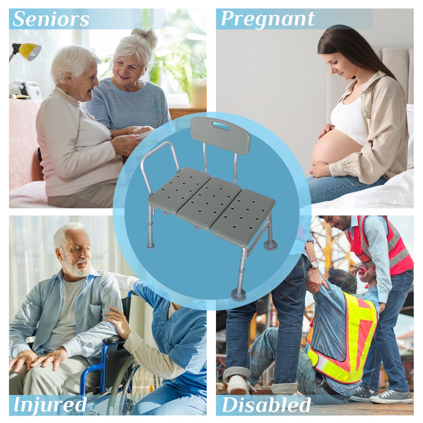 Winado Winado Tub Transfer Bench for Bathtub with Backrest & Armrest, Supports up to 330 lbs Aluminium Alloy Bath Chair, Gray