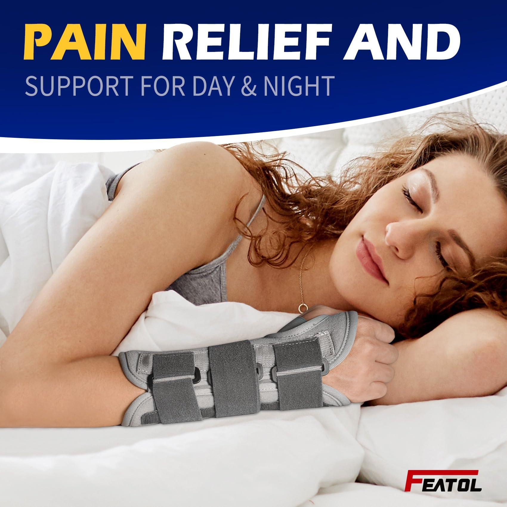 FEATOL FEATOL Wrist Brace Splint Carpal Tunnel for Women Men, Night Wrist Sleep Support Brace, Right Hand, Medium/Large, Pain Relief for Sprain, Carpal Tunnel, Syndrome,Arthritis, Tendonitis