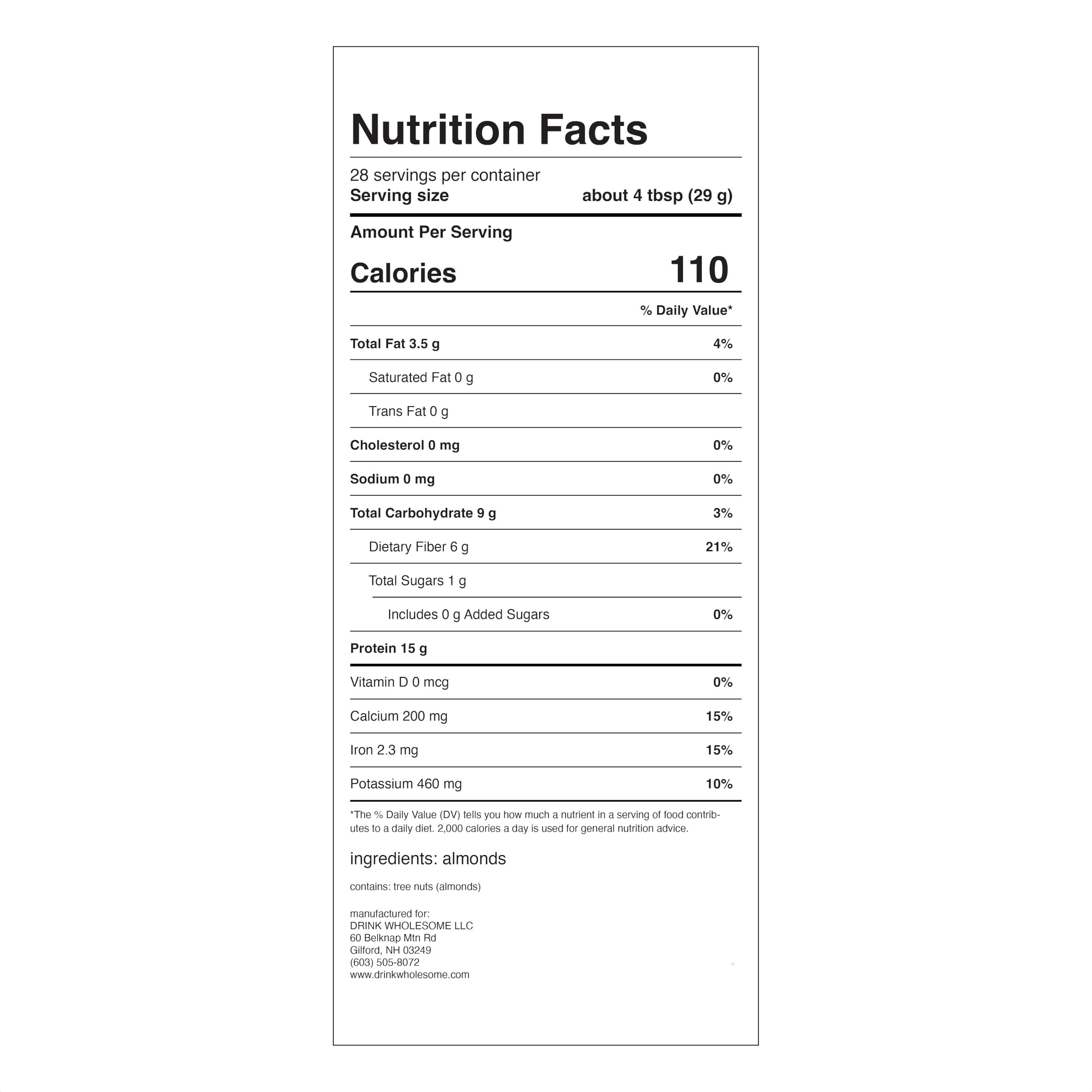 drink wholesome drink wholesome Vegan Unflavored Almond Protein Powder | for Sensitive Stomachs | Gut Friendly | No Artificial Sweeteners | No Sucralose | No Stevia | Low Sodium | Paleo | Safe for Kids & Seniors