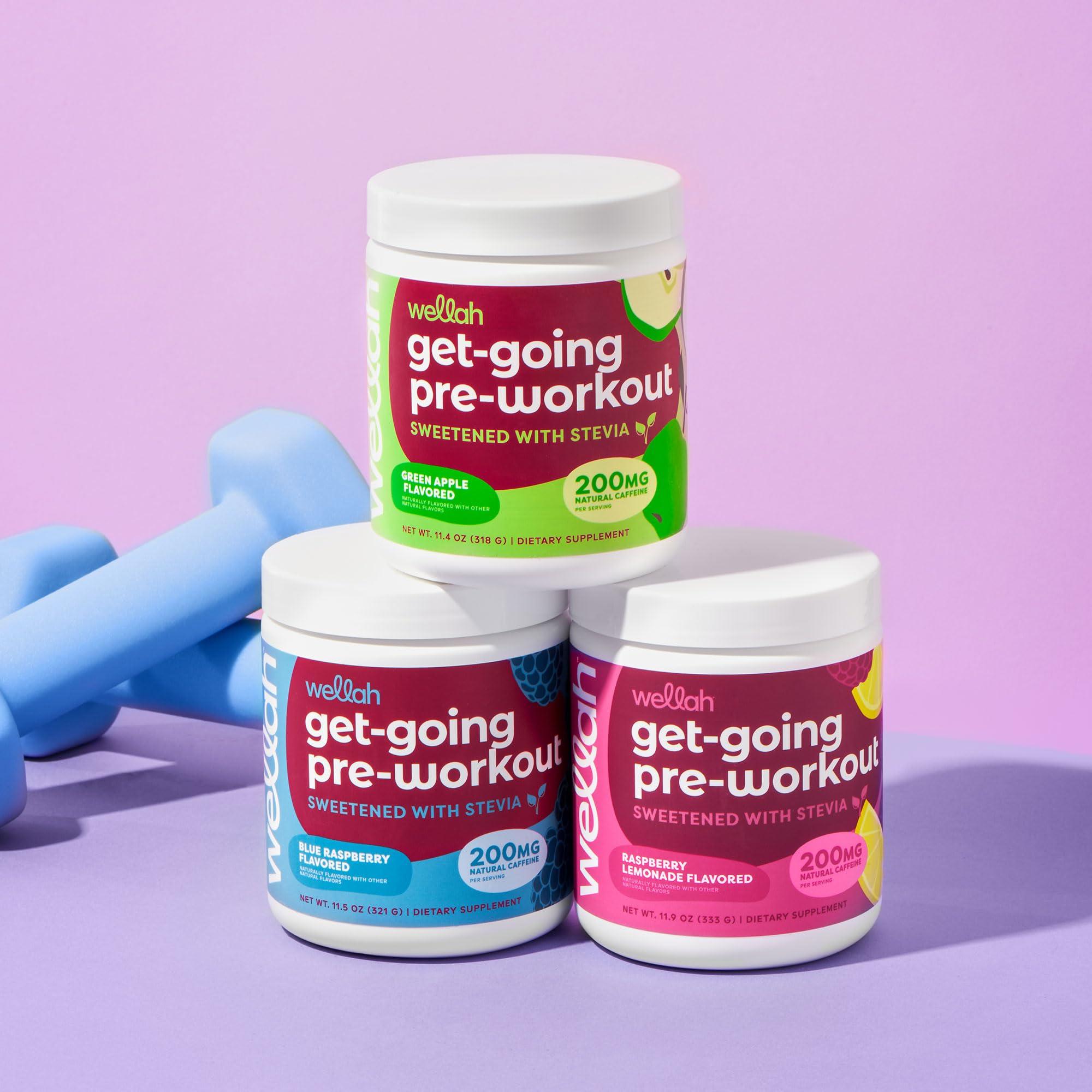 Wellah Wellah Get-Going Pre-Workout Drink Mix (Blue Raspberry Flavored, 30 Servings)