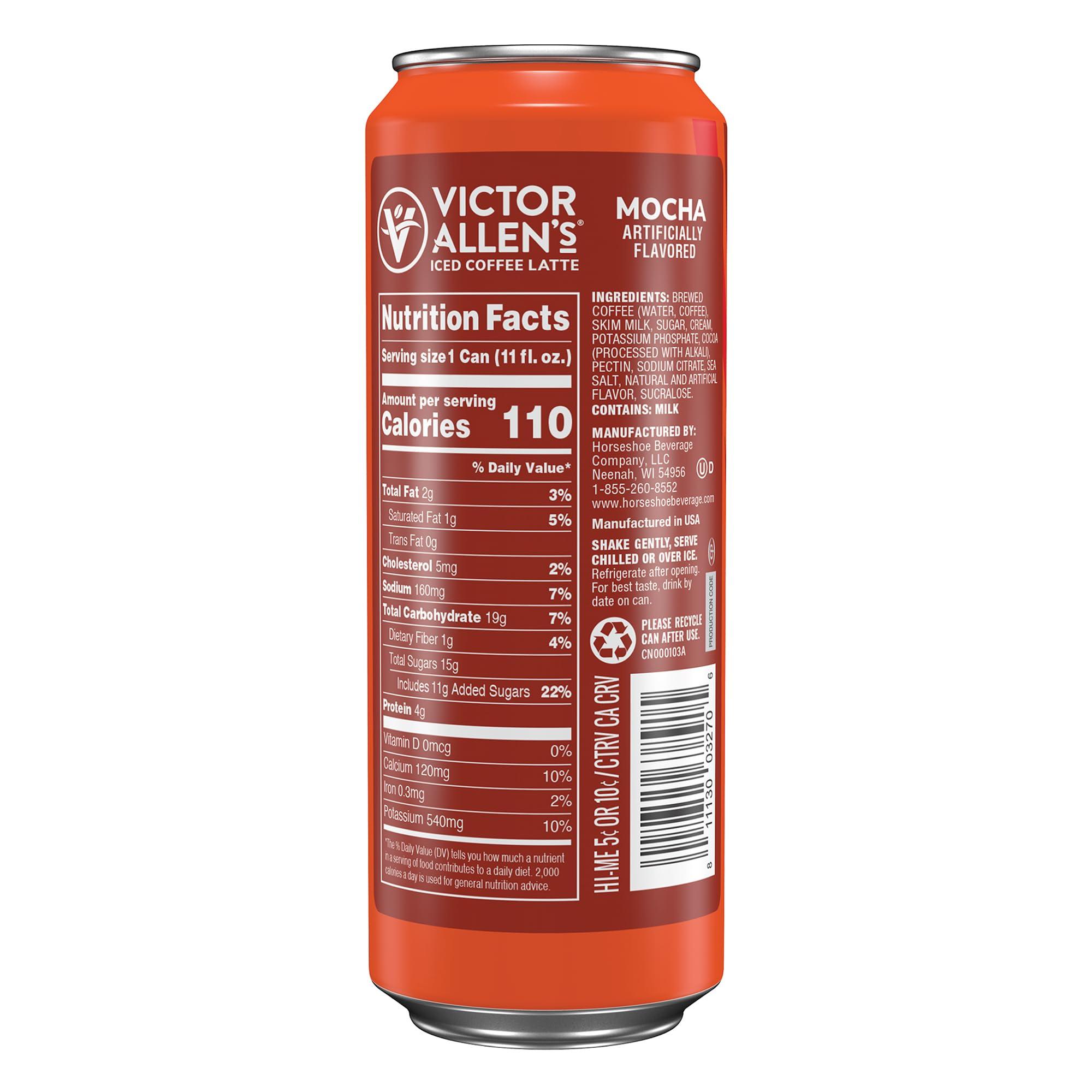 Victor Allen\'s Coffee Victor Allen\'s Coffee Mocha Iced Canned Coffee Latte, 11oz Cans (12 Pack)