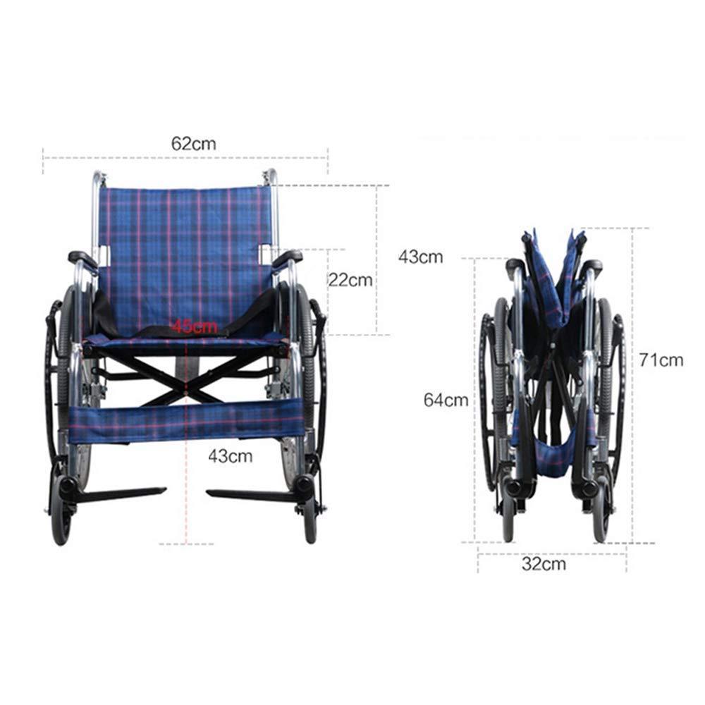 YUSIWOAL Light Transport Folding Lightweight Transport Mobile Wheelchair Portable Aluminum Alloy Elderly Elderly Disabled Lightweight Transport Mobile Wheelchairs with Handbrake