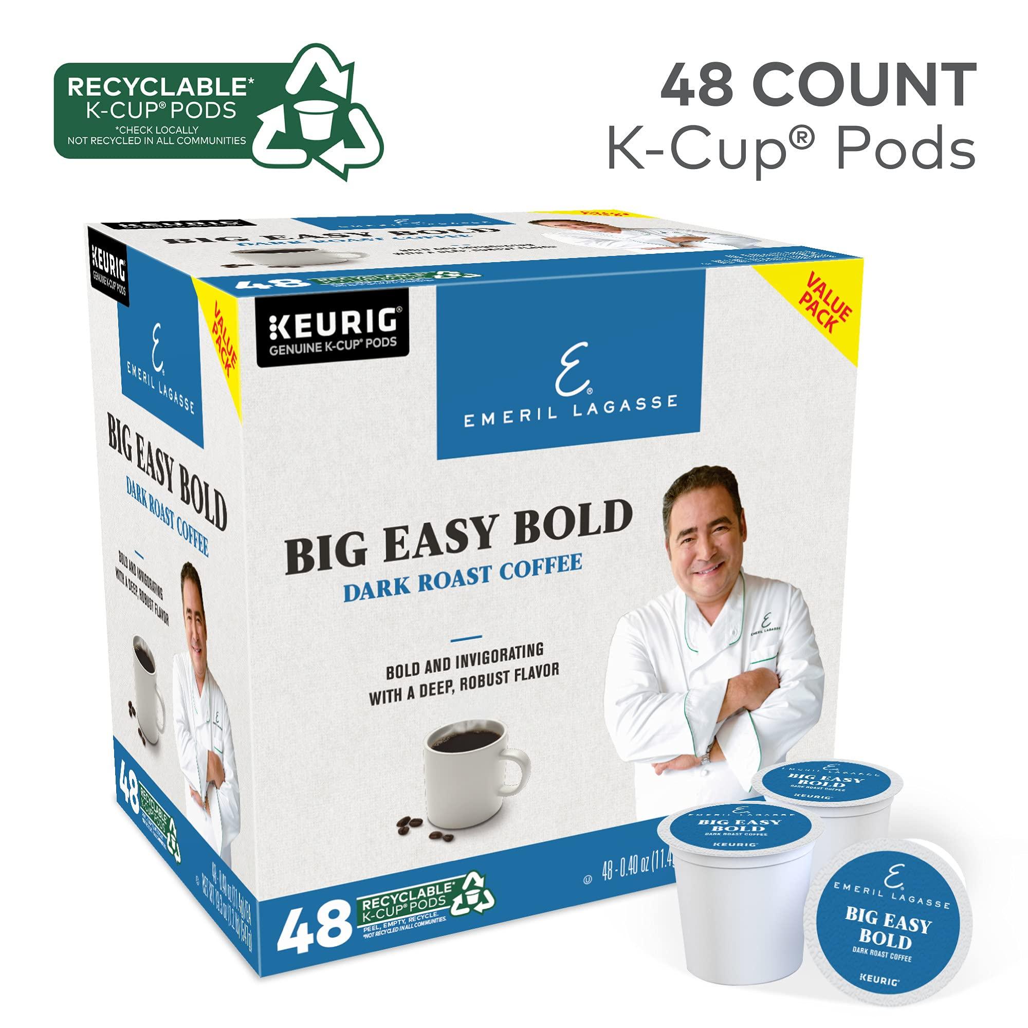 Emeril Lagasse Emeril Big Easy Bold Single-Serve Keurig K-Cup Pods, Dark Roast Coffee Pods, 48 Count (Pack of 2)
