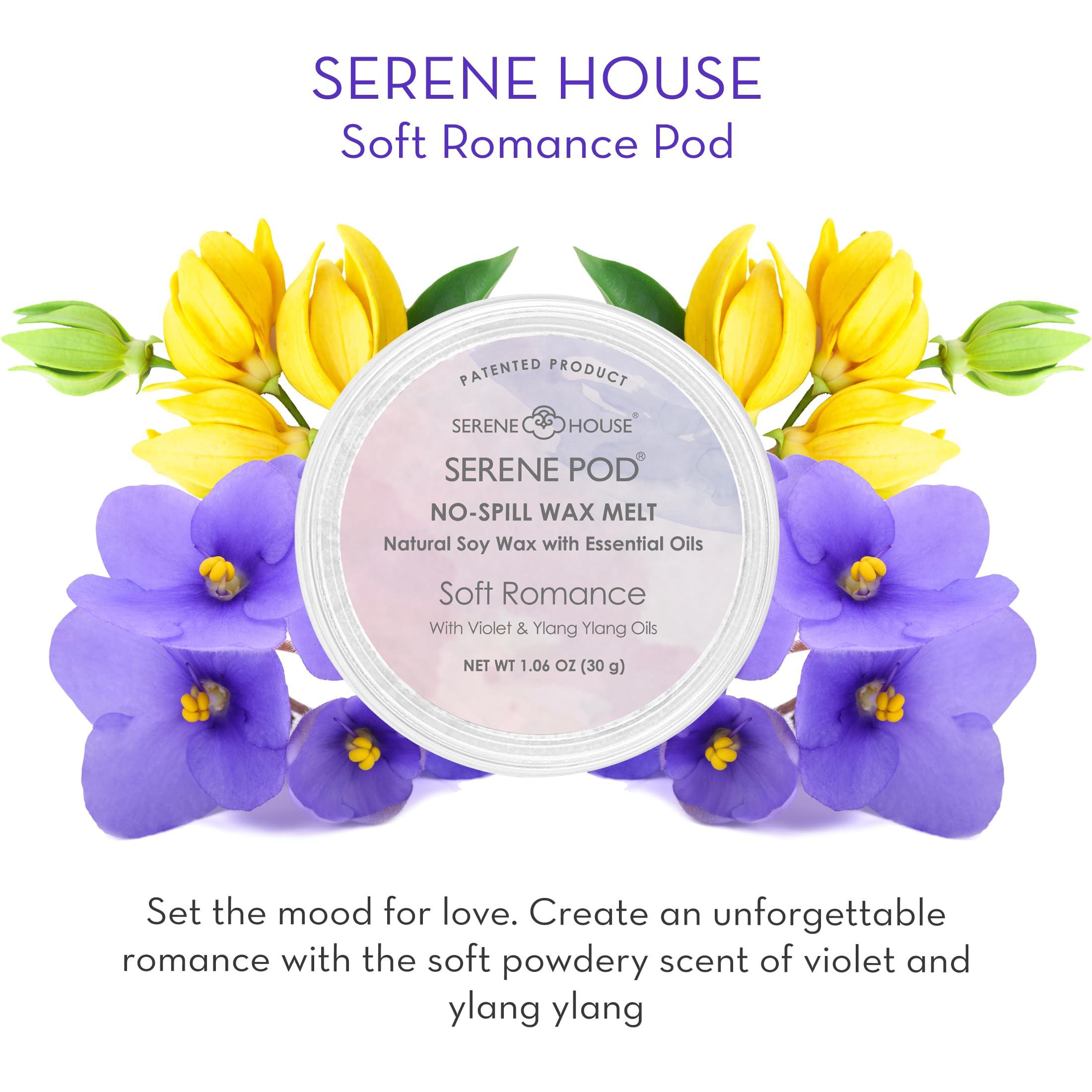 Serene House Serene House Soft Romance No-Spill Wax Melt Pod 6-Pack 6, 30g Fragrant Soy Wax Pods with Aroma Lasting 72 Hours Each Patented Technology Prevents Spills for Easy, Safe, and Clean Home Aromatherapy