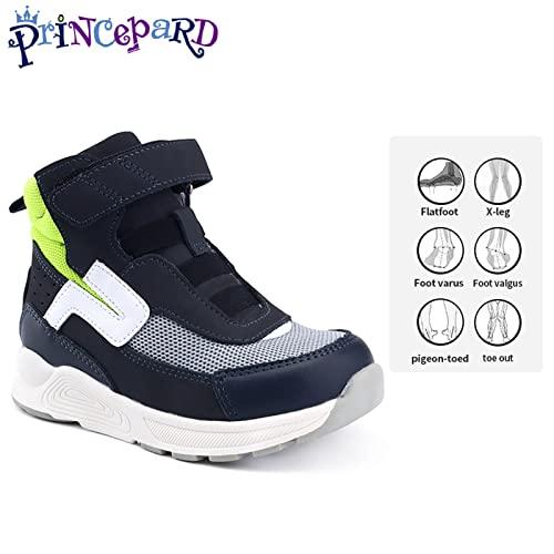 princepard Orthopedic Shoes for Kids,High Top Corrective Sneakers with Arch & Ankle Support for Girls and Boys\' Flat Foot,Anti-Slip Soles Green