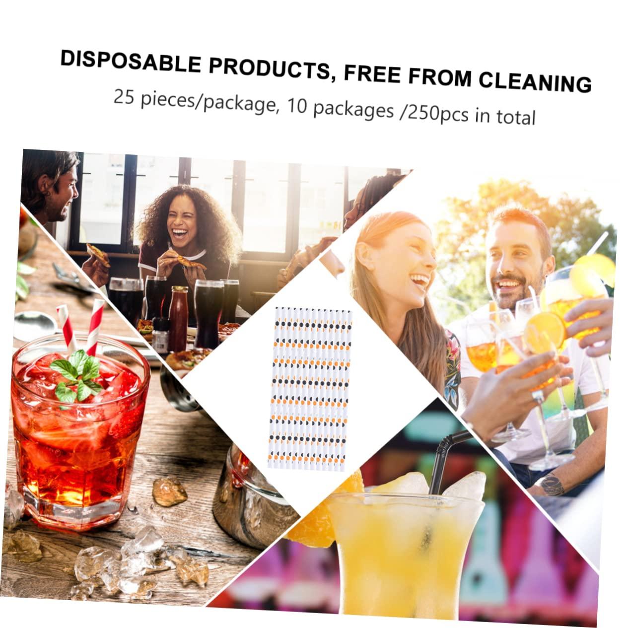 Beavorty Beavorty 250Pcs Halloween Spooky Straw Inserts Kraft Paper Drinking Straws for Celebrations