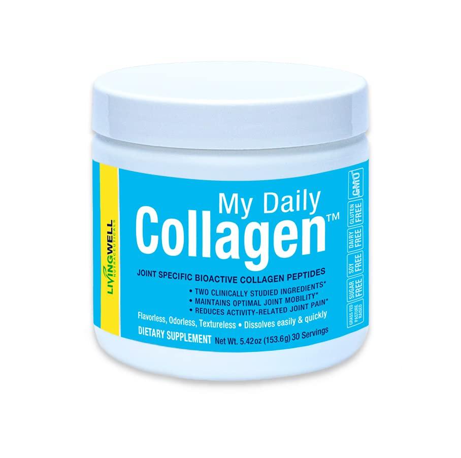 Living Well Nutraceuticals My Daily Collagen: Collagen Peptides Powder with Vitamin C for Joint Support - Perfect for Achy Knees Sore Hands and Knotted Shoulders