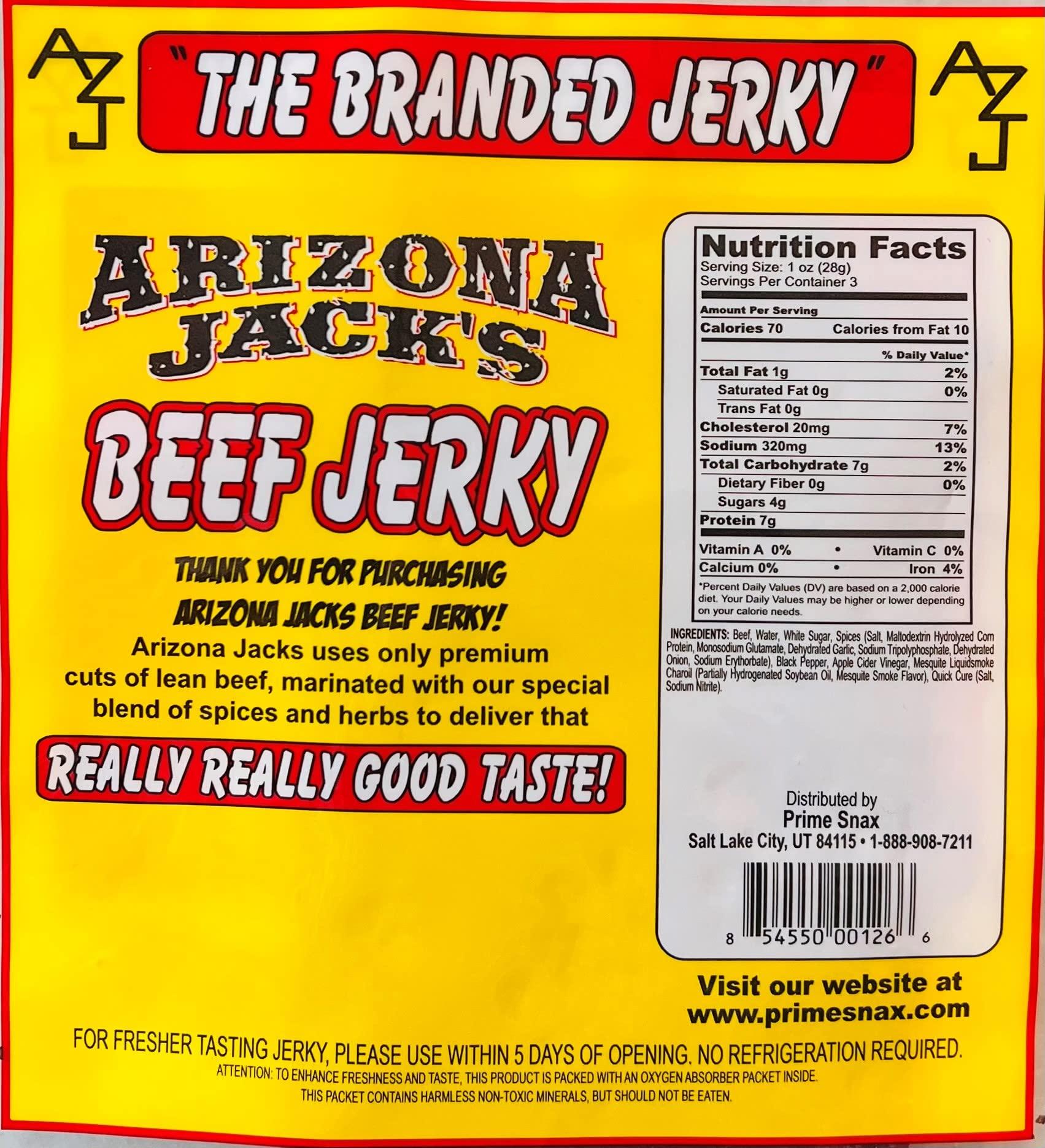 Prime Snax Corp Arizona Jack's Super Giga Individually Wrapped Jerky 4 Flavor Multipack (Original, Teriyaki, Pepper, & Hot)