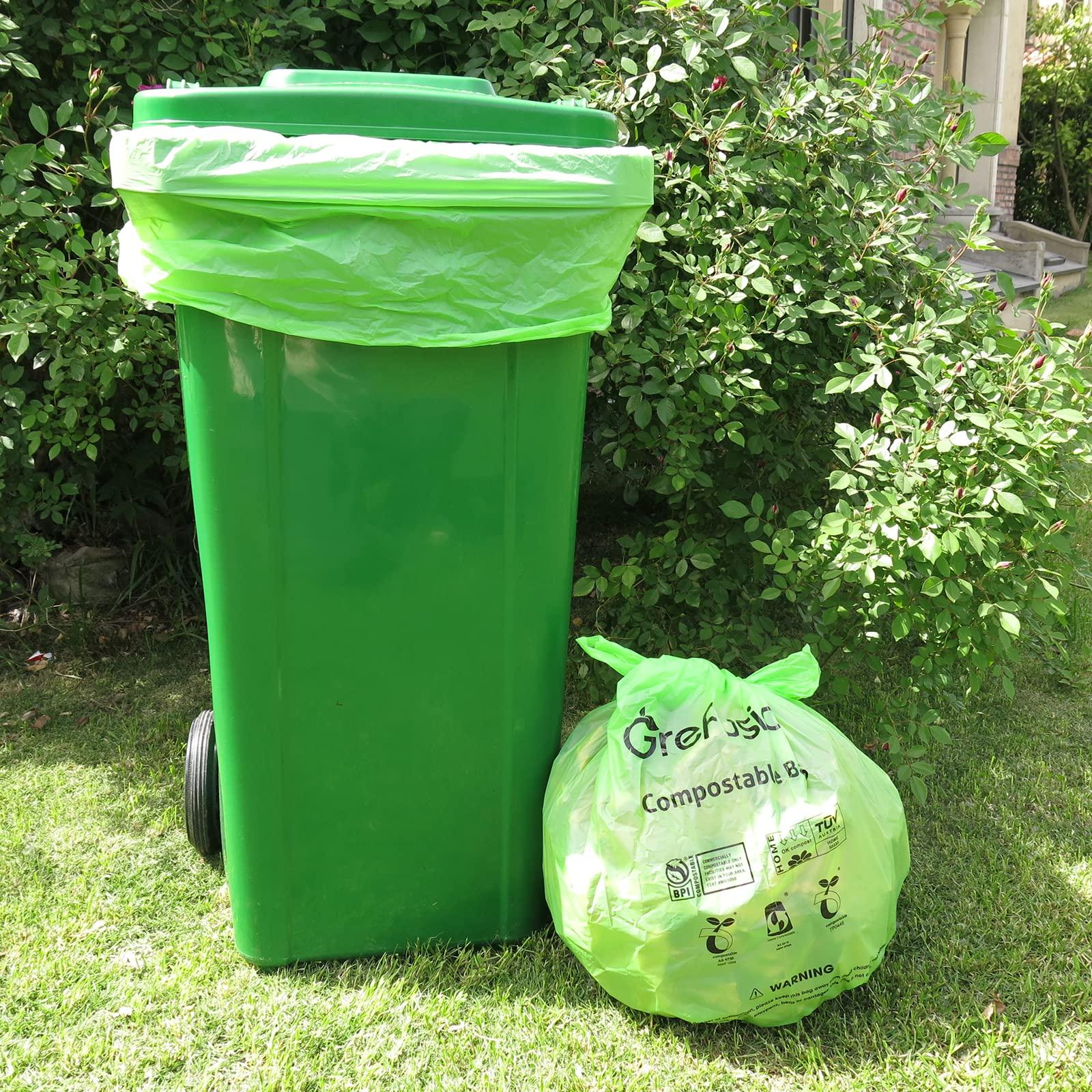 GreFusion Compostable Bags,Trash bags 13+ gallon tall kitchen, Compostable Trash Lawn & Leaf Yard Waste Bags,Kitchen Compost Trash Bin Compatible,Extra Thick1.01 Mills,Certified by BPI and OK Compost(50count)