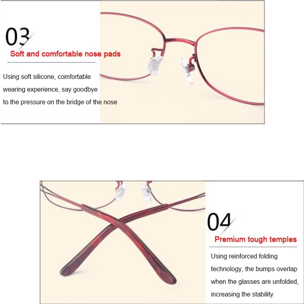 XUAN XUAN Transition Photochromic Reading Glasses Blue Light Blocking Glasses Multifocus Readers Women Sunglasses Spring Hinge (Color : Red, Size : 1.75)