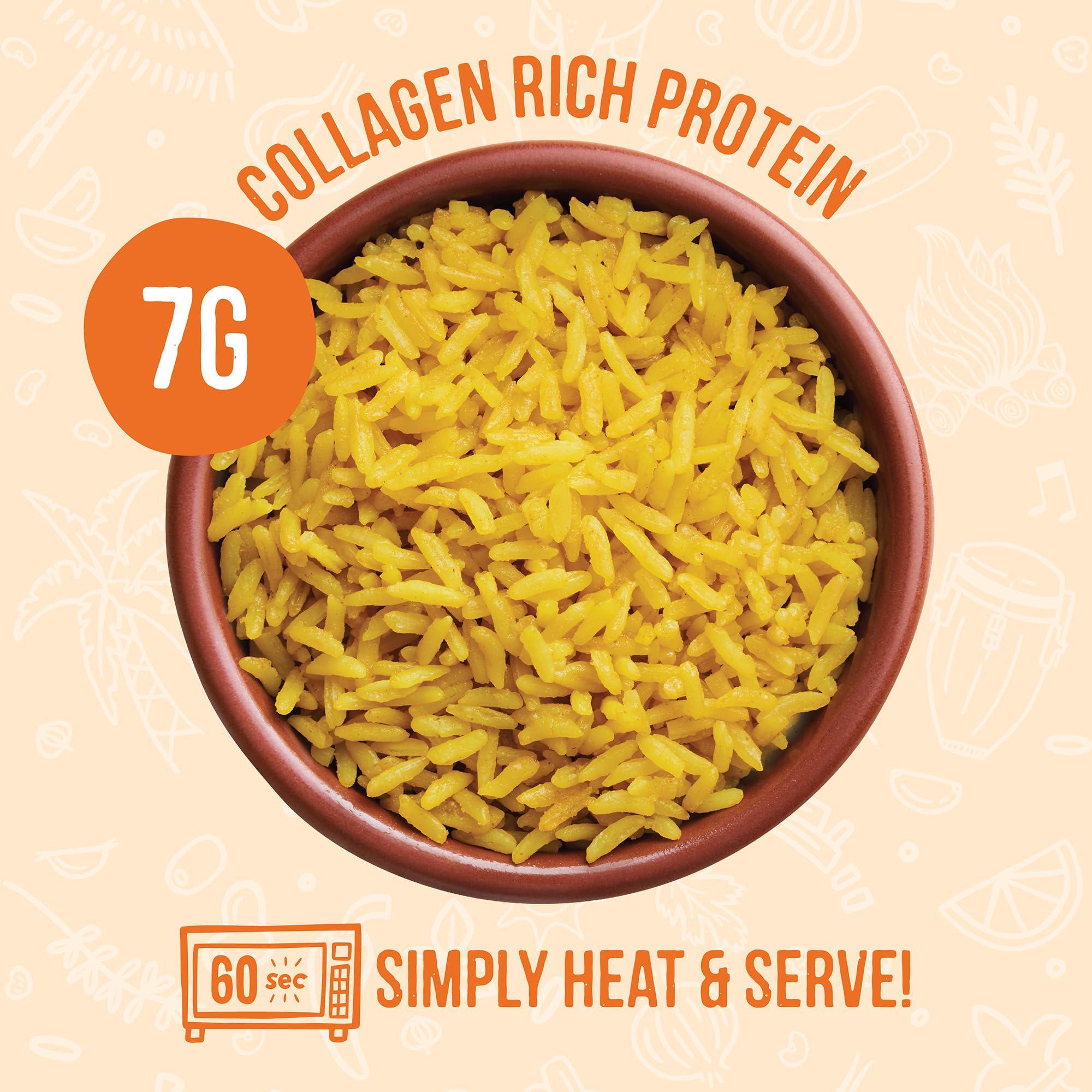 A Dozen Cousins Meals A Dozen Cousins Rice Cooked in Bone Broth Microwaveable Rice Packets | 7g Protein | Contains Collagen (Spanish Yellow Rice, 6 Pack)