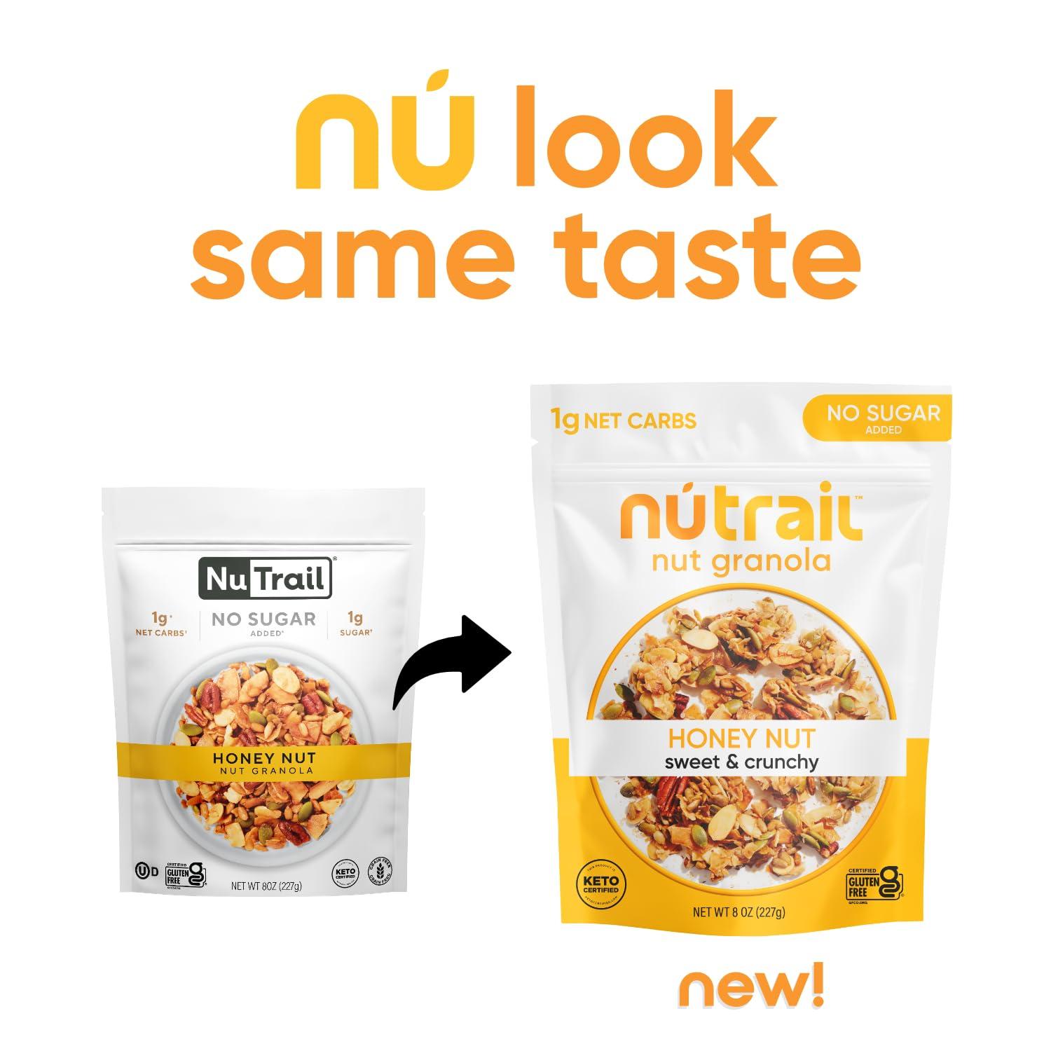 NuTrail NuTrail Nut Granola Cereal, Honey Nut, No Sugar Added, Keto, Low Carb, Gluten Free, Grain Free, Healthy Breakfast 8 oz. 3 Count
