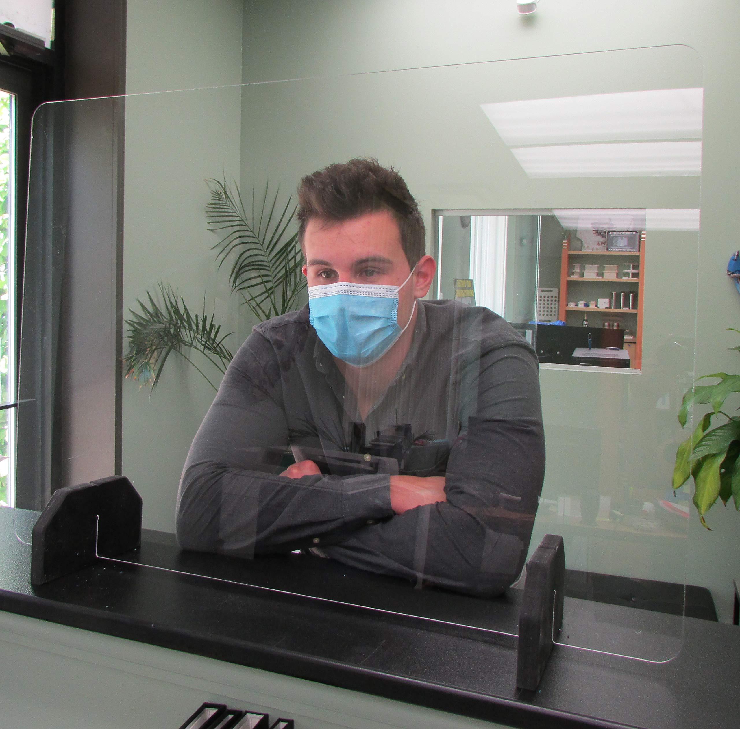 APF Marine APF Sneeze Guard 24 x 30 Clear Acrylic Plexiglas Shield Protective Screen, Desk, Counter Top Window for Employers, Workers, Customers, Barrier