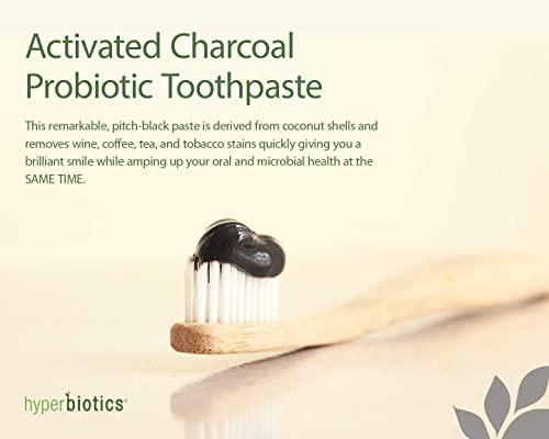 Hyperbiotics Hyperbiotics Activated Charcoal Probiotic Toothpaste | Oral Probiotics for Women, Men, Adults | Fluoride Free Whitening | Freshen Bad Breath, Gum Health Support, Whitens Teeth | Spearmint, 2 Tubes