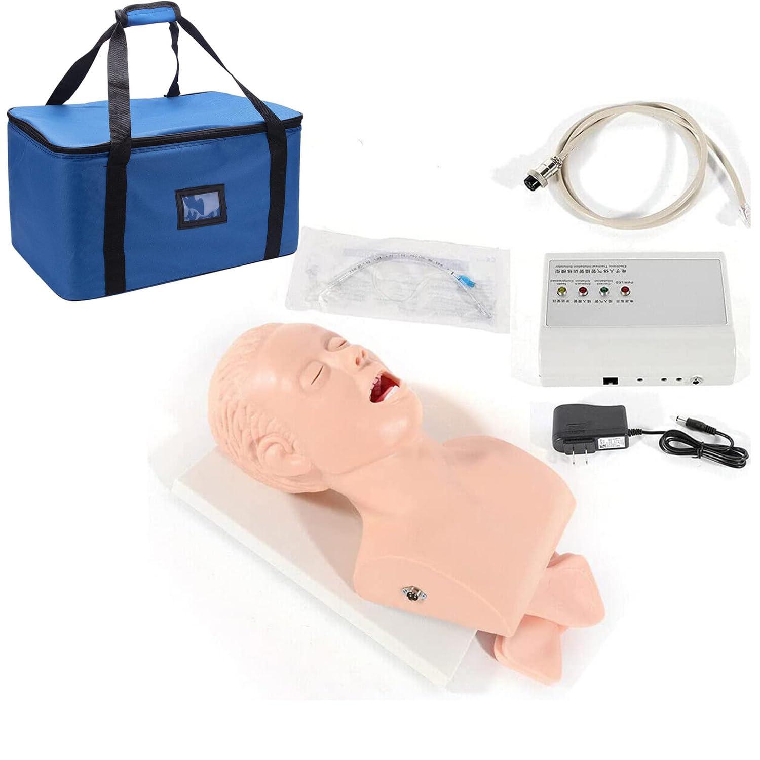 DAZULI Intubation Manikin Training Nursing Mannequin PVC Oral Nasal Intubation Manikin with Tooth Alarm Device Simulator Airway Management Trainer Intubation Head Teaching,220V