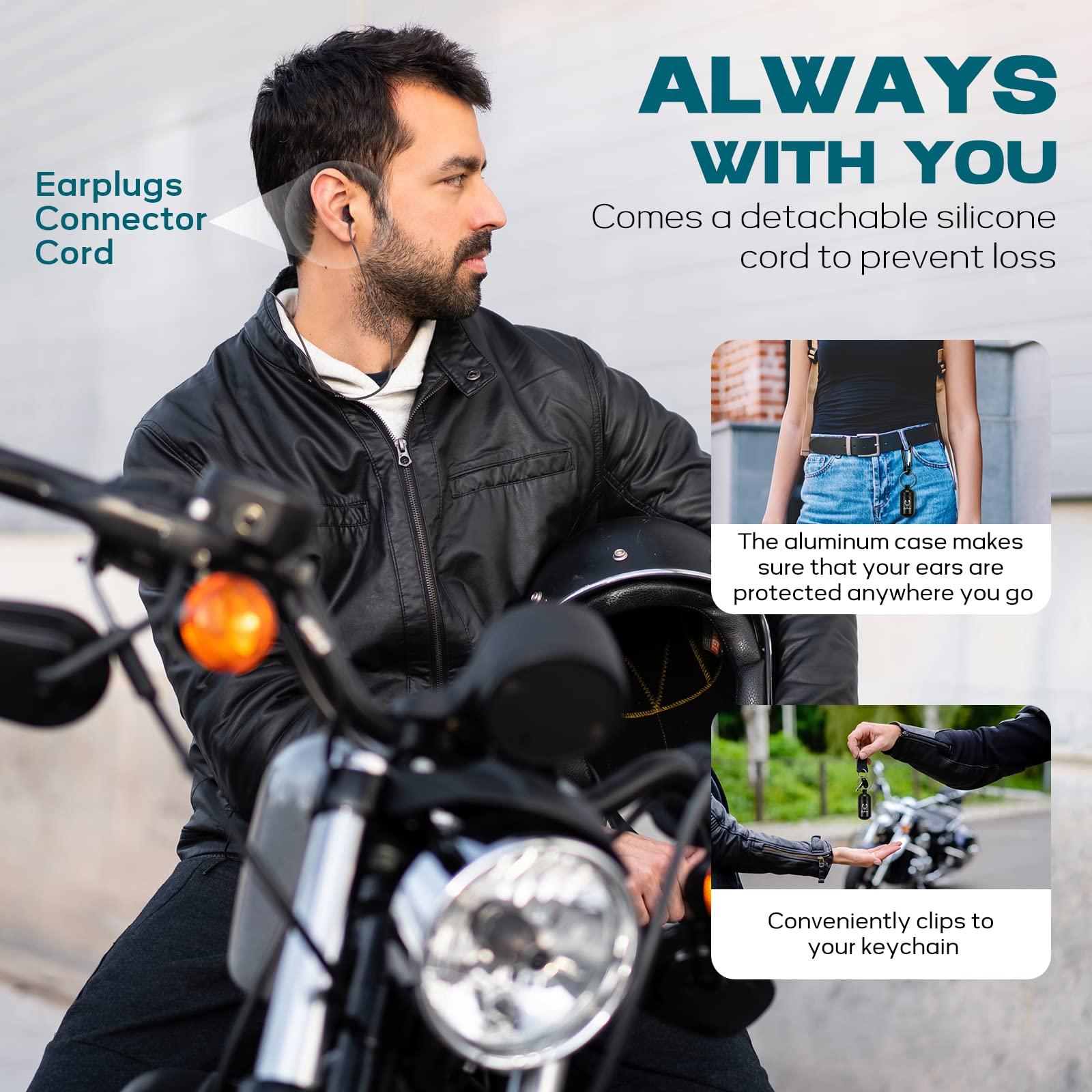 softvox Softvox Motorcycle Earplugs with Detachable Cord 2 Pairs, Wind Noise Reduction Audible Hearing Protection, Comfy Reusable Ear Plugs for Moto, Racing, Motorbike, Motorsports, Touring, Riding, Shooting