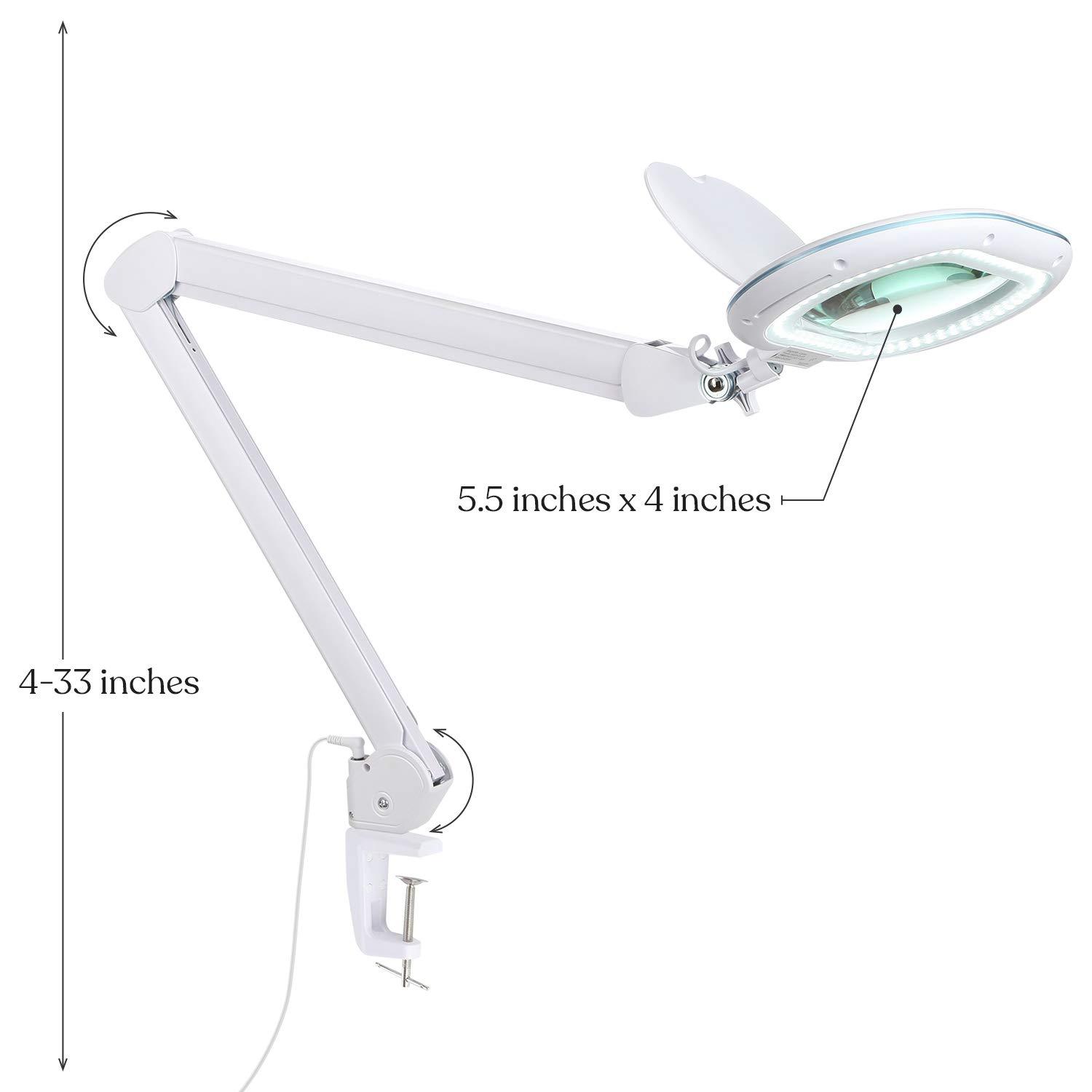 Brightech Brightech LightView Pro XL Magnifying Desk Lamp with Clamp, Adjustable Magnifying Glass with LED Light for Crafts, Reading, Close Work, Dimmable Light Magnifier with Wide Glass Lens