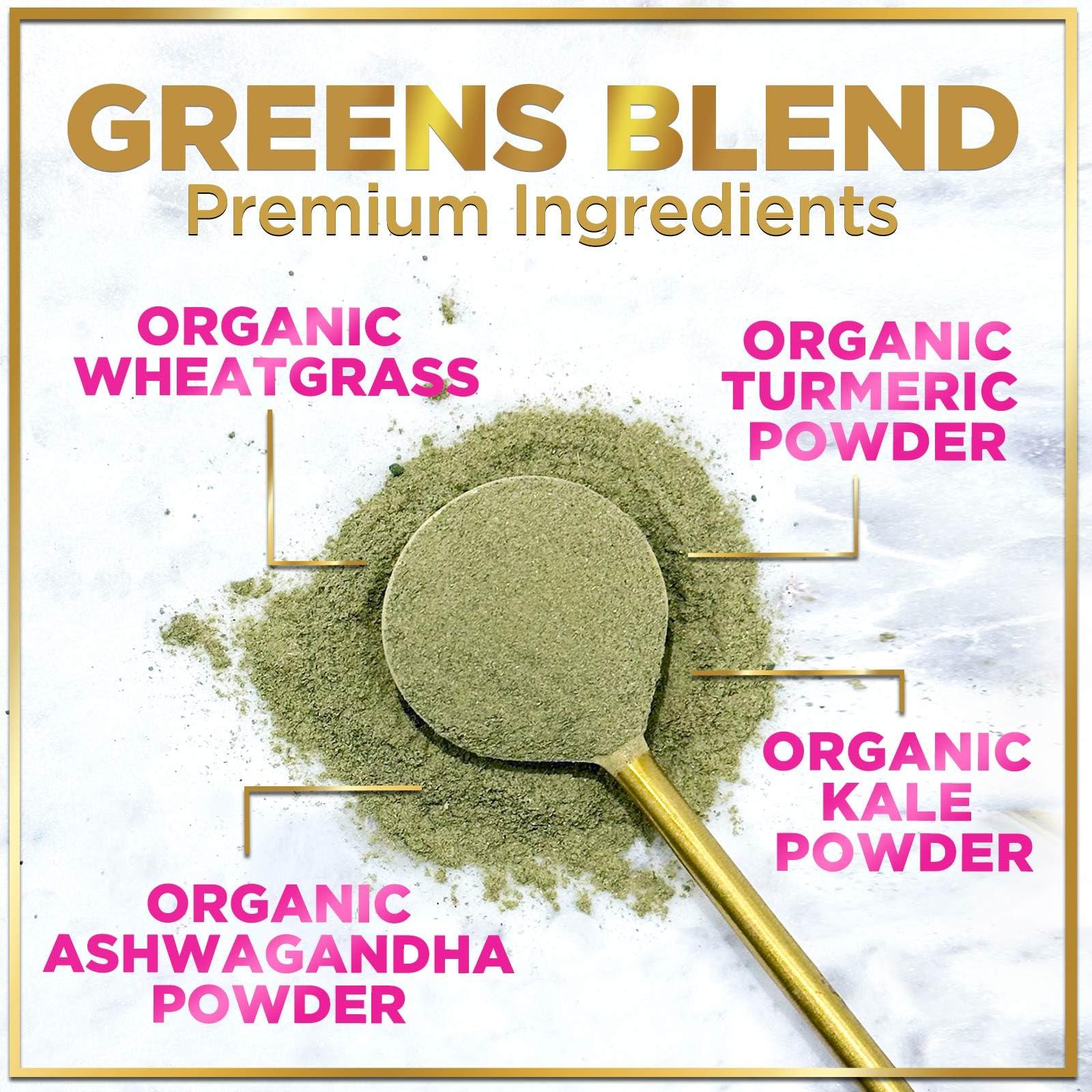 Hello Lovely! Green Powder Superfood, Organic Super Greens Powder Juice & Smoothie Drink Mix, Gut Health & Bloating Support, Probiotics, Spirulina, Chlorella & Beet Root for Digestive & Energy Support - 28 Servings