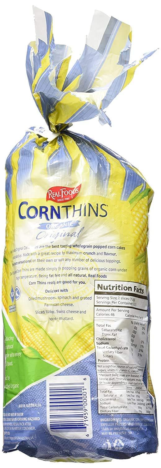 Real Foods Real Foods Organic Original Corn Thins 5.3oz 3 Pack - Organic Golden Sun-Ripened Corn Cakes - USDA Organic Snack