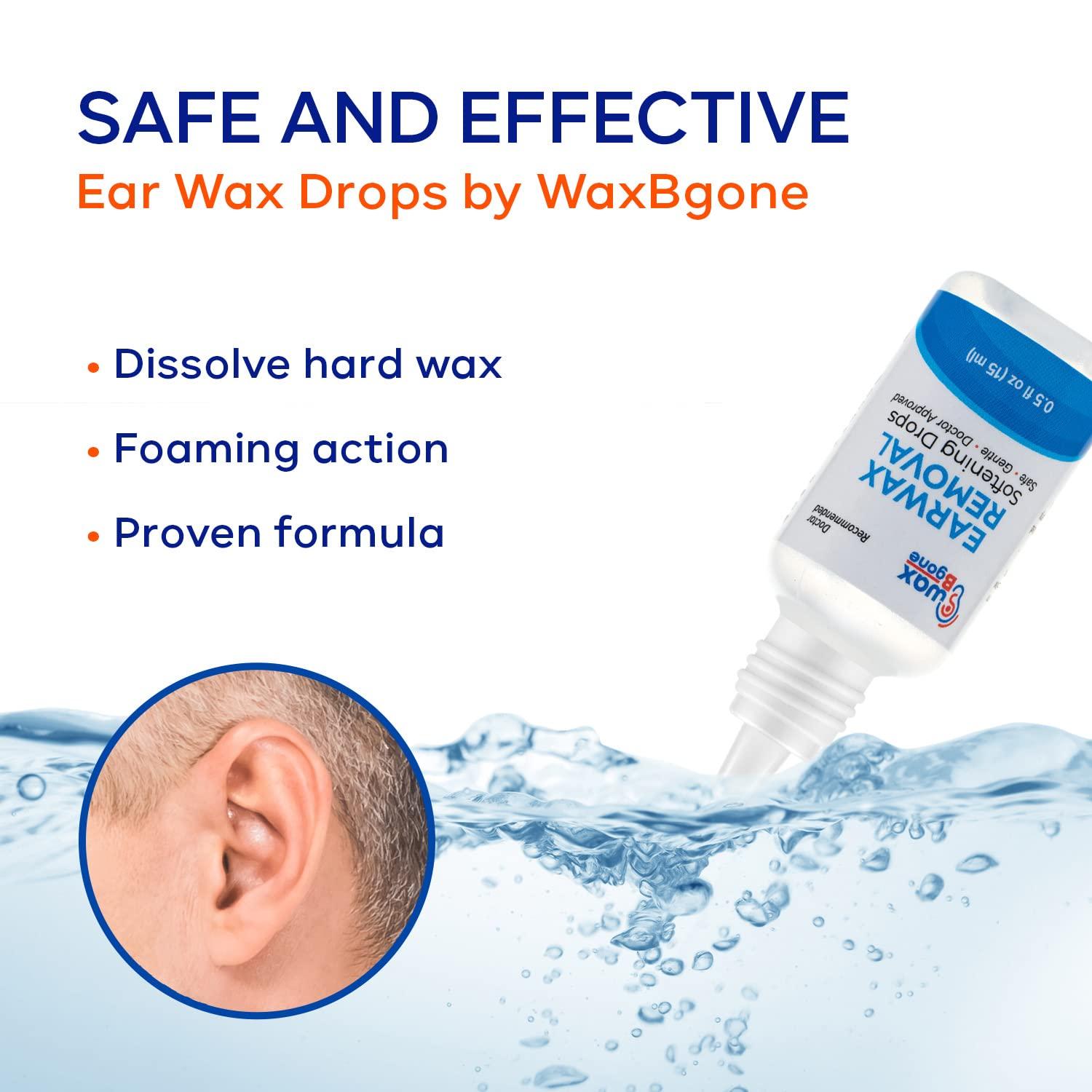 waxBgone WaxBgone Ear Wax Removal Drops - Dissolves Ear Wax with Gentle Foaming Action - Safe and Effective Wax Softening Ear Drops - Aids Irrigation of Clogged Ears for Adults and Kids - 0.5 Fl. Oz.Bottle