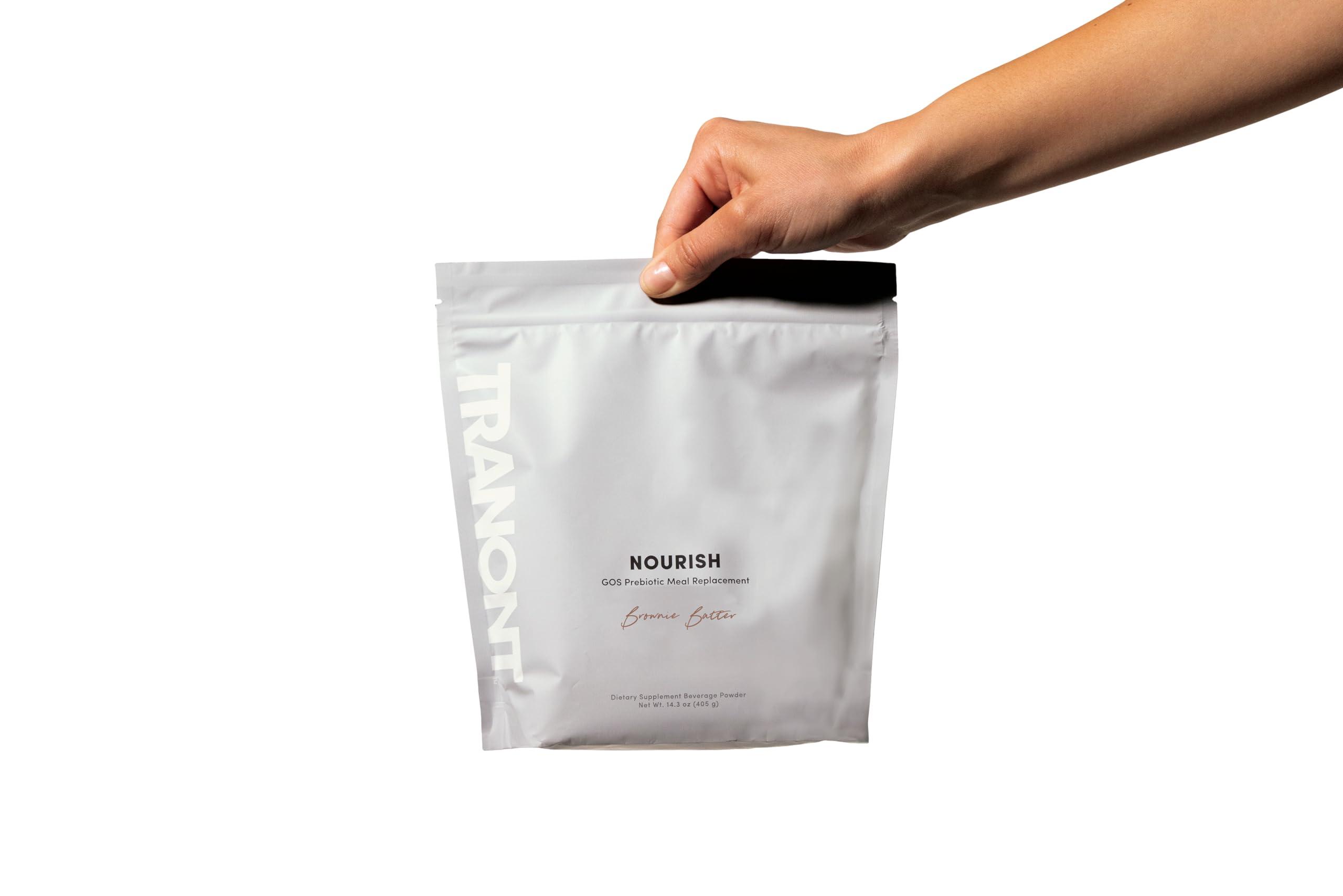 Tranont Tranont Nourish GOS Prebiotic Meal Replacement Shake | Brownie Batter Flavor | 14.3 oz | Supports Gut Health & Skin Care | Packed with Vitamins & Minerals | Vegan | Protein Powder | Vitamin C and B