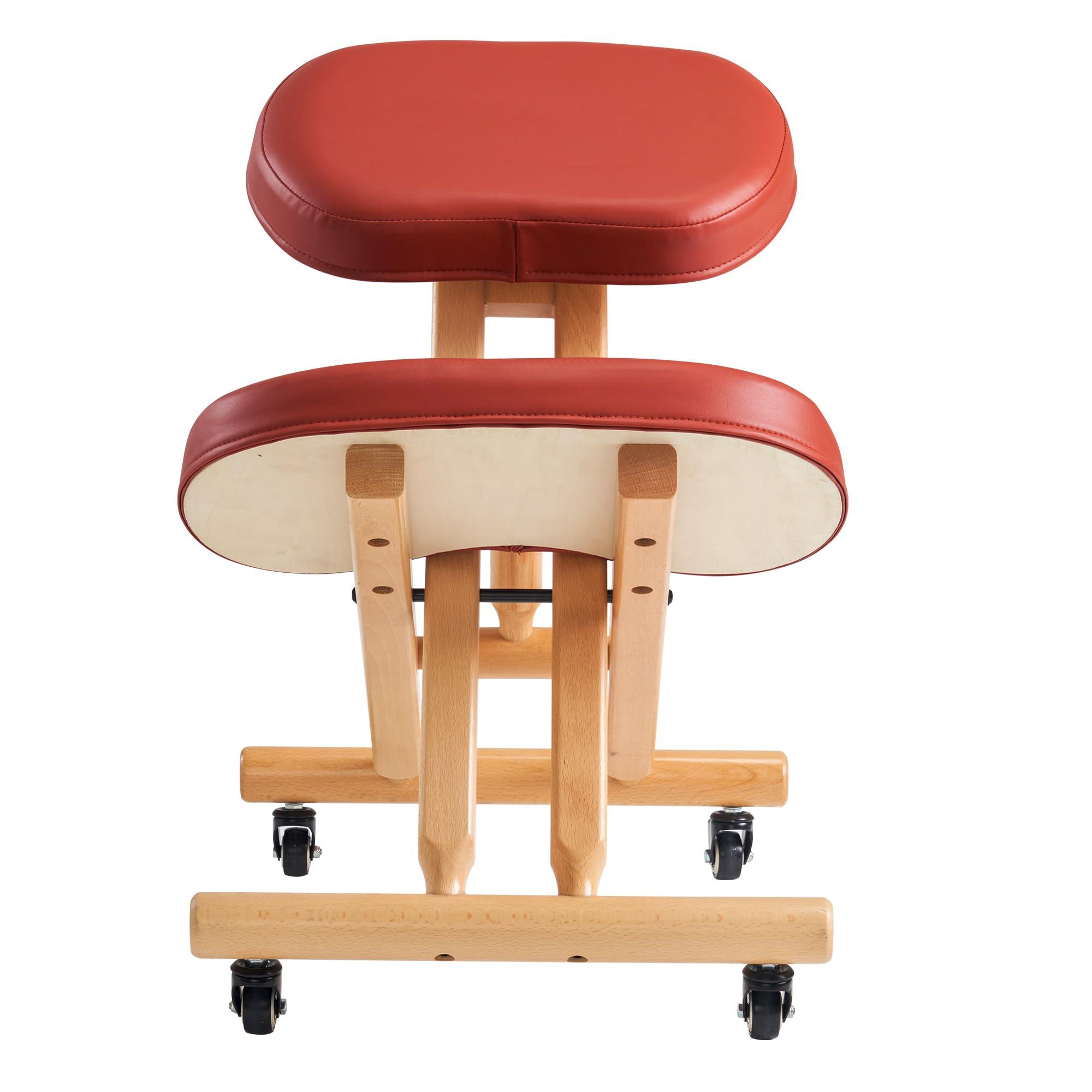 Master Massage Master Massage Ergonomic Wooden Foldable Kneeling Chair for Office Wood Folding Posture Chair for Home-Posture Correction Stool-Improve Your Posture Cinnamon Color