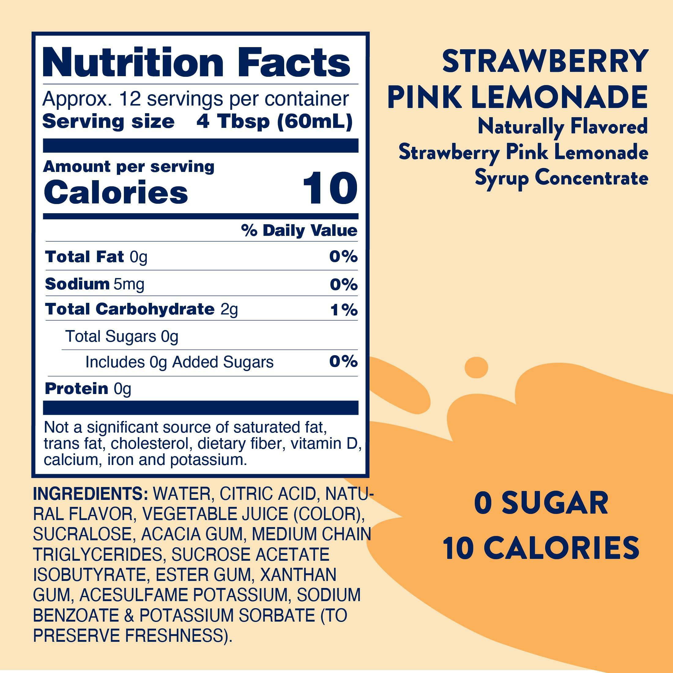 Jordan\'s Skinny Mixes Jordan\'s Skinny Mixes Sugar Free Syrup, Strawberry Lemonade Flavor, Flavored Water Enhancer, Drink Mix for Ice Tea, Lemonade & More, Zero Calorie Flavoring, Keto Friendly, 25.4 Fl Oz, 1 Pack