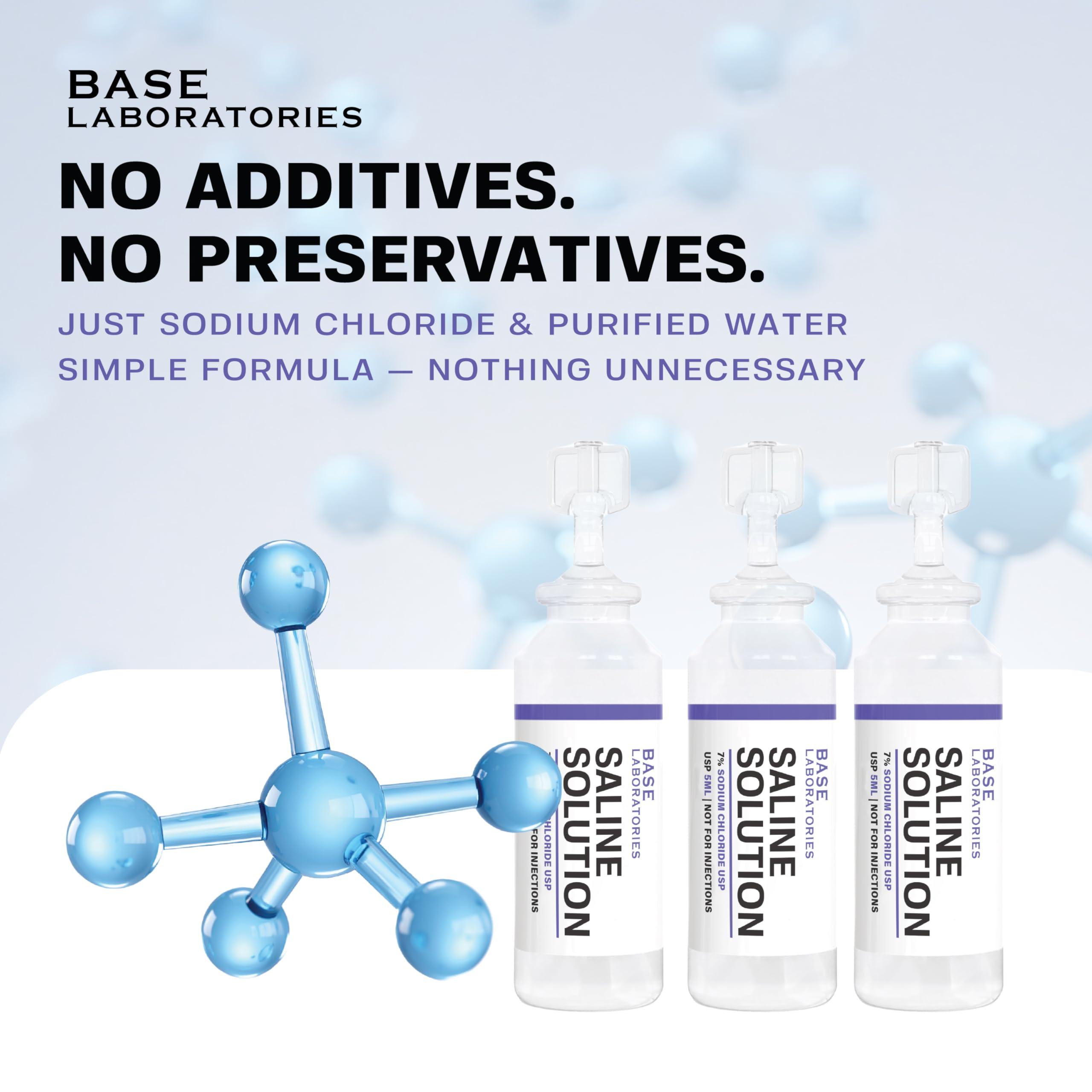 BASE LABORATORIES BASE LABORATORIES 7% Saline Solution for Nebulizer Machine | Saline Solution for Inhalation & Nasal Irrigation | High 7% Concentration l 50 Vials 5ml Unit Dose