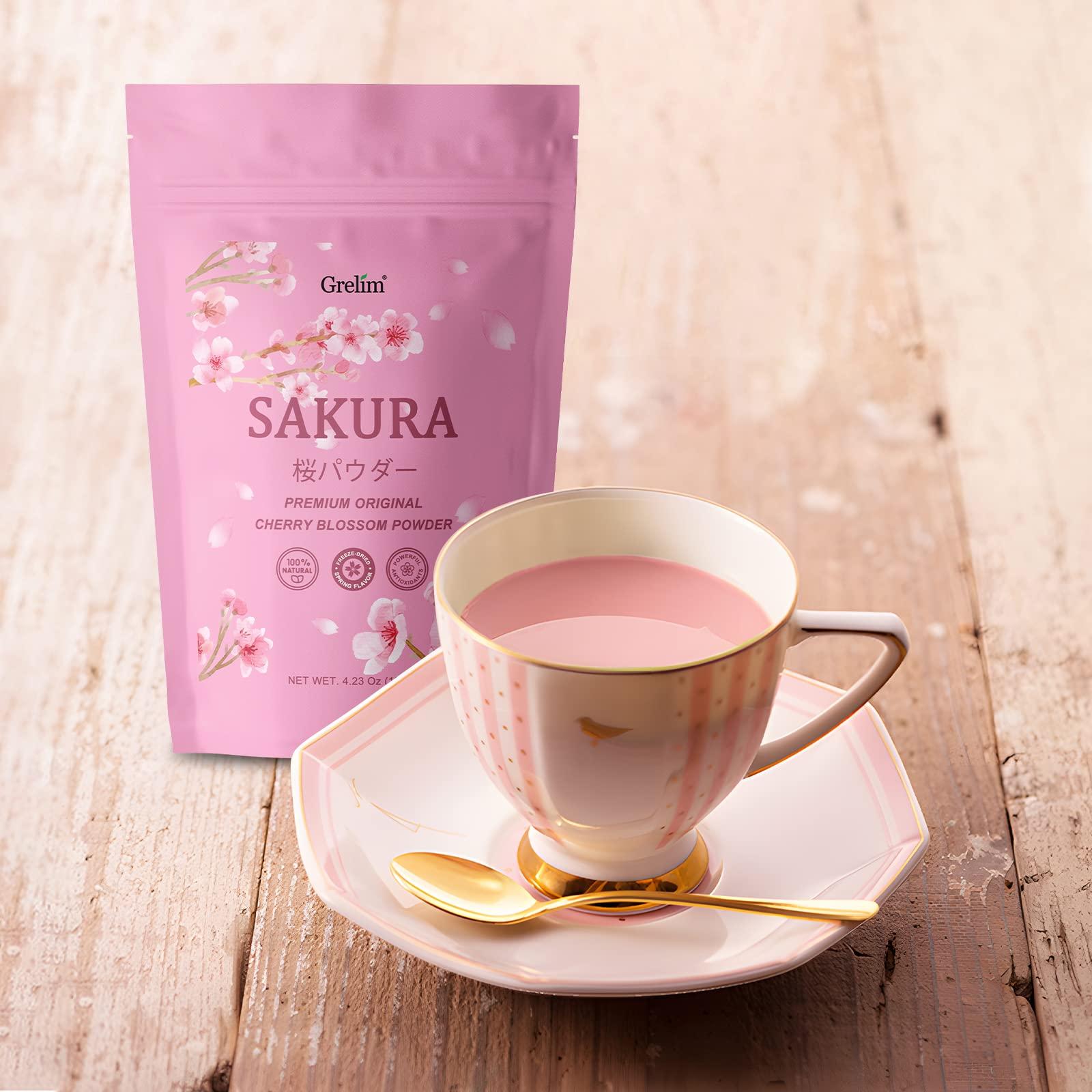 Grelim GRELIM Sakura Powder Premium Original Cherry Blossom Powder for Baking,Made in Kanagawa Perfect for Springtime Beverage, 4.23 Oz