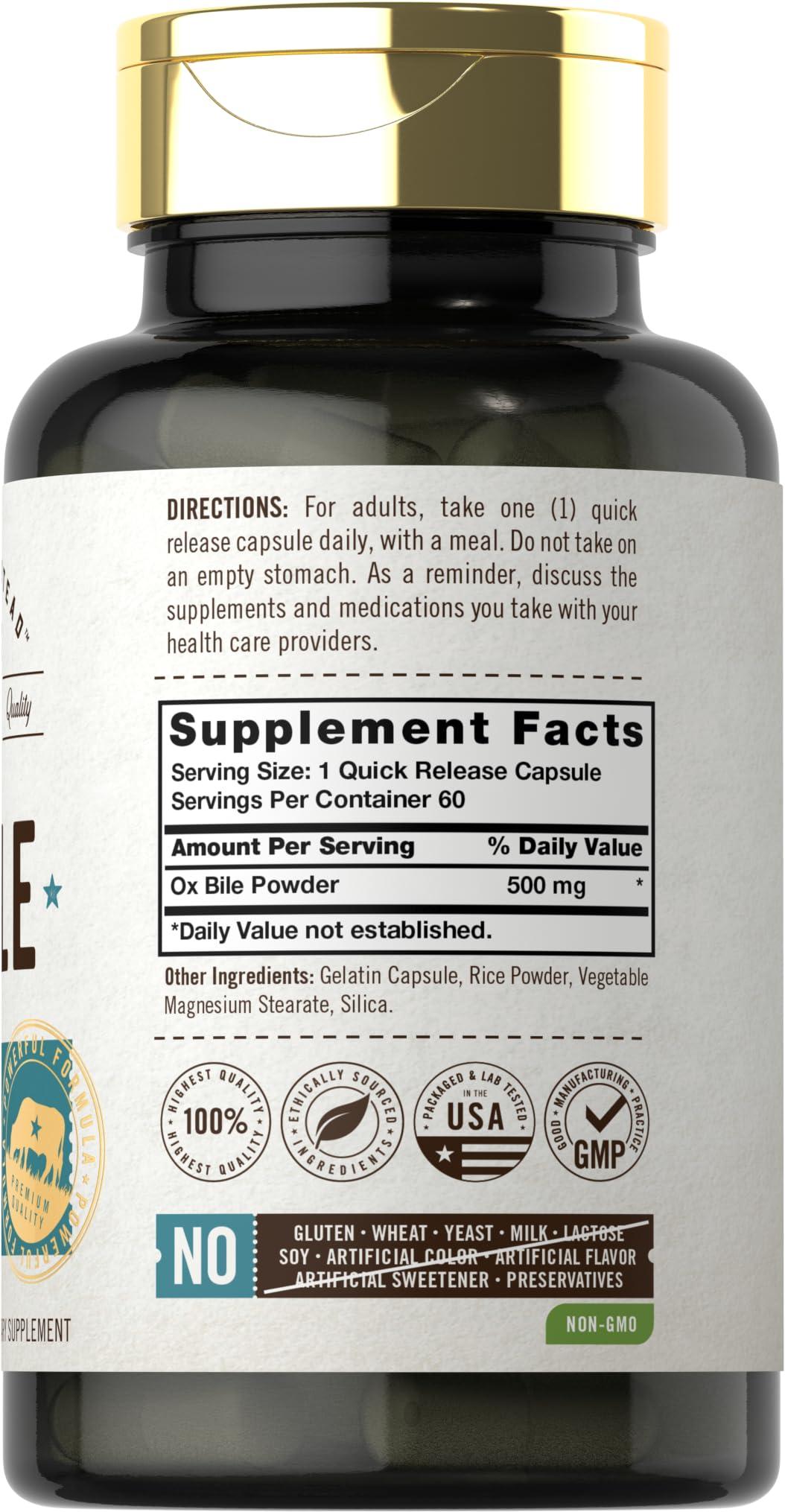 Carlyle Carlyle Ox Bile Supplement | 500mg | 60 Capsules | Digestive Enzyme | Non-GMO & Gluten Free | by Herbage Farmstead