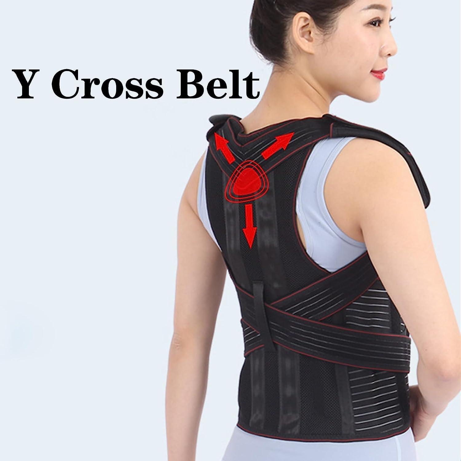 GHAKKE Adjustable Full Back Support Brace Posture Corrector For Men And Women, Comfortable Upper And Lower Back Support Belt, Providing Pain Relief From Neck Back Shoulder Clavicle ( Color : Black , Size : S
