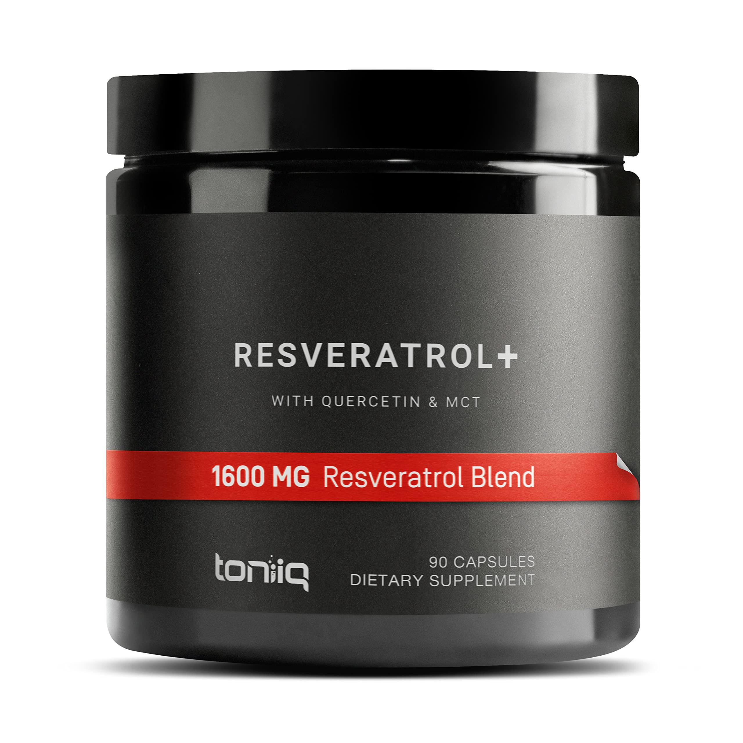 Toniiq Toniiq 1600mg Resveratrol Blend - Ultra High Purity and 3rd Party Tested - with MCT Oil for Added Bioavailability - Optimal NAD Supplement