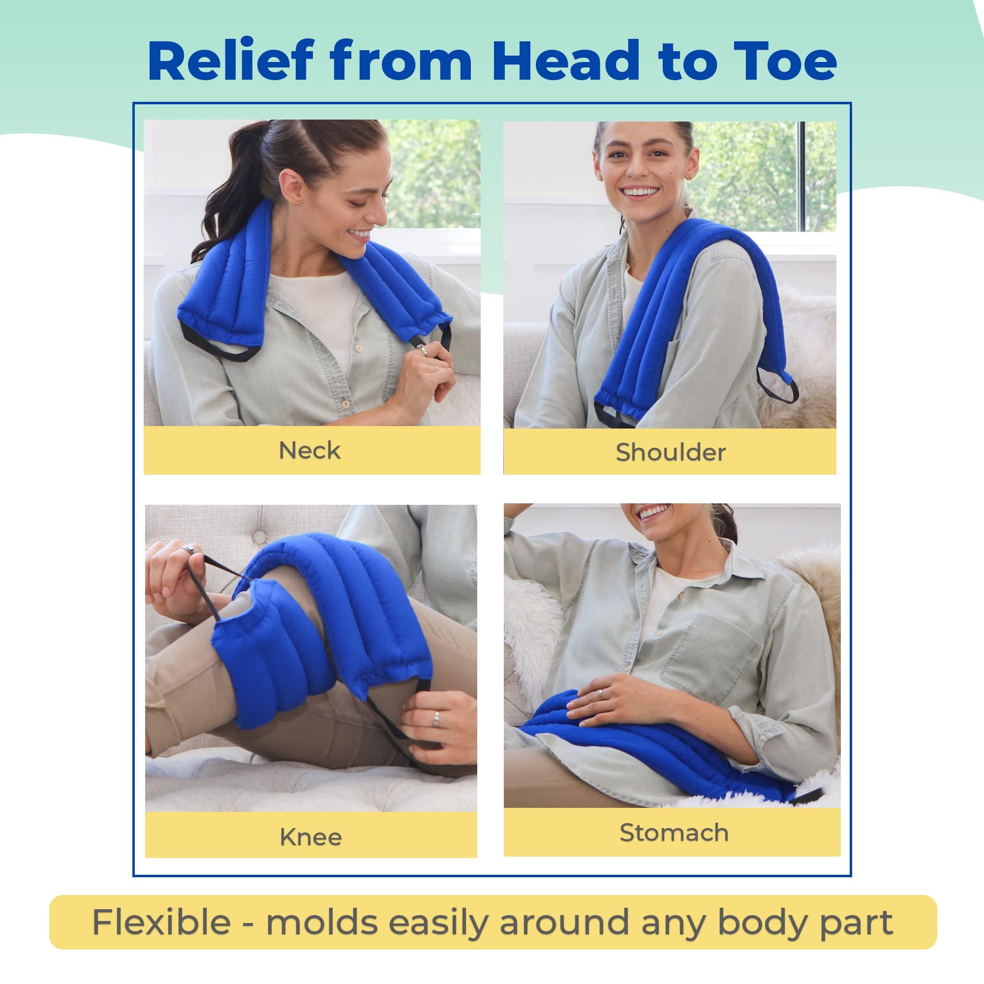 MY HEATING PAD Microwavable Heating Pads for Lower Back, Neck, and Shoulder Pain Relief - Moist Microwave Heating Pad for Muscles and Joints - Microwave Hot Pack Heat Pad for Cramps -3 Heat Pack Blue