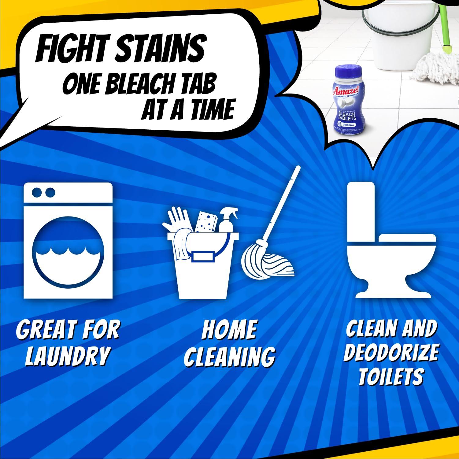 AMAZE AMAZE Ultra Concentrated Bleach Tablets [6 bottles] - Lavender Scent - for Laundry, Toilet, and Multipurpose Home Cleaning. No Splash Liquid Bleach Alternative