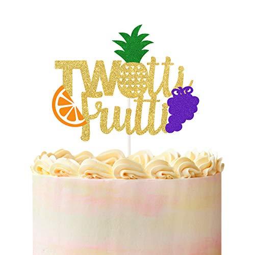 PANHUI Twotti Frutti Cake Topper ,Summer Fruit 2nd Birthday Cake Decor, Two Years Old Kids Second Birthday Fruity Tutti Theme Party Derocation
