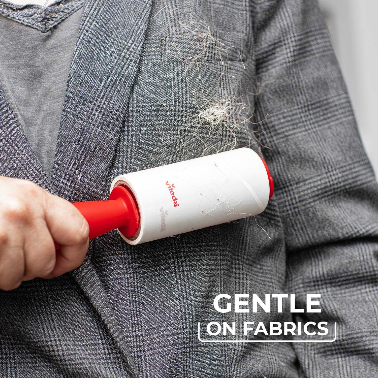 Vileda Vileda - Lint Roller Brush/Adhesive Sticky/Animal Hair Brush - 58 Sheets Per Roll - Red Handle