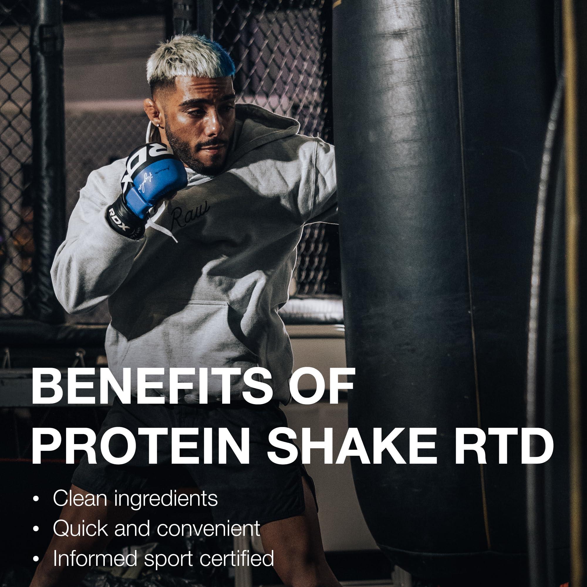 RAW RAW Ready-to-Drink Protein Shake, Strawberry - RTD Protein Drinks with Grass-Fed Whey Protein Isolate for Post-Workout - Zero-Sugar & Gluten-Free Meal Replacement Drink & Breakfast Shake, 12 Fl Oz